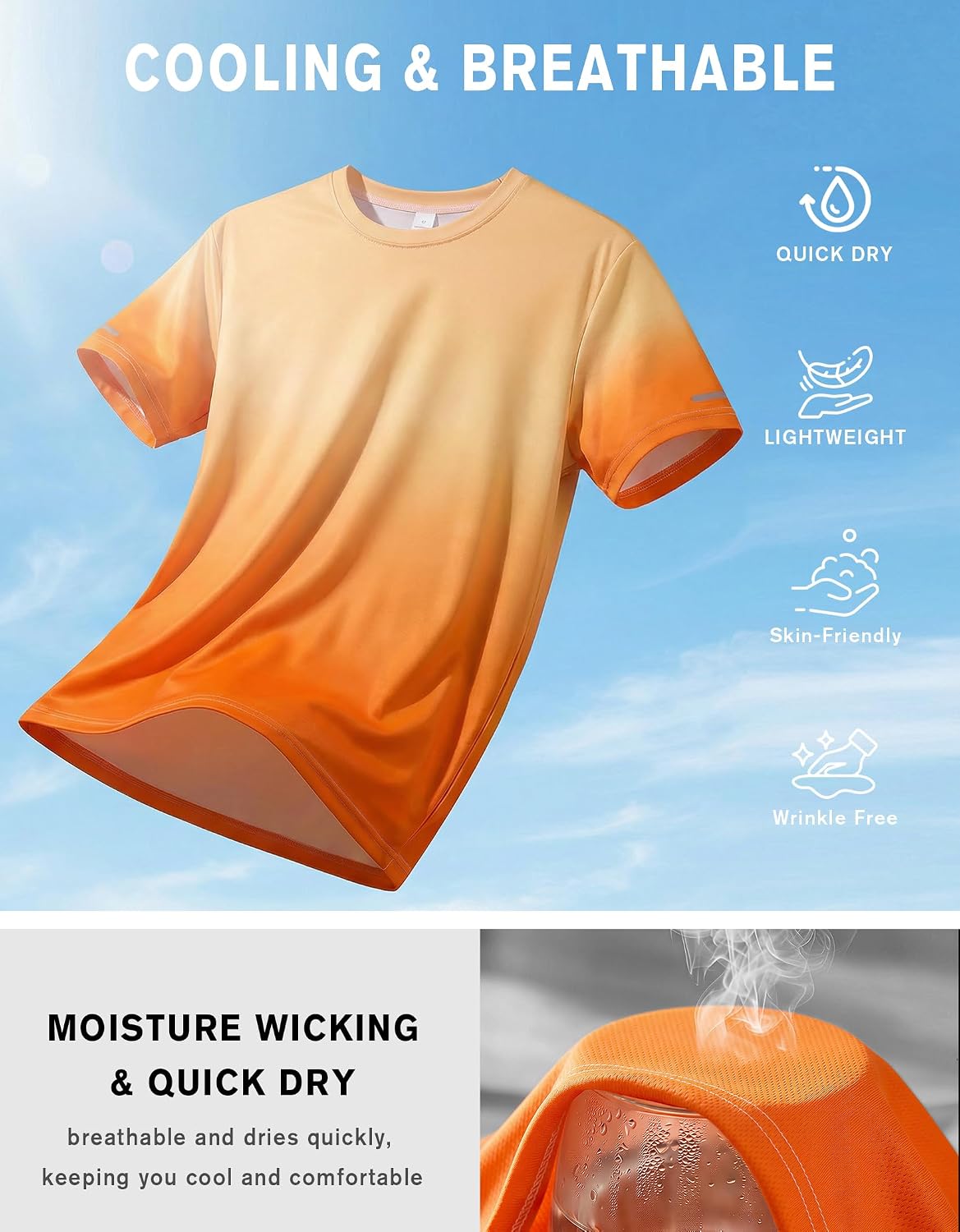 Thumbnail 4 de Gaiatiger 1 or 3 Pack Men’s Quick-Dry Gym T-Shirt (Breathable Polyester Sports Tee)