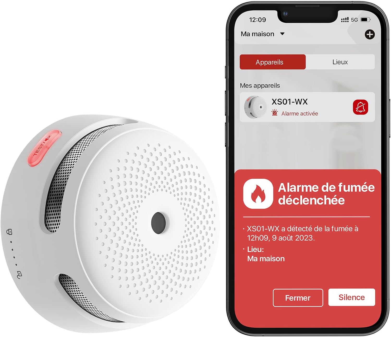 Detalle 2 de X-Sense Détecteur de Fumée Connecté XS01-WX (Lot de 6) – pile remplaçable, 2,4 GHz Wi-Fi, EN14604