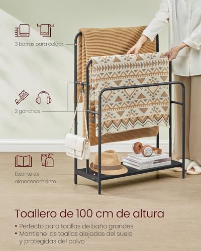 Detalle de VASAGLE Porte Serviette Salle de Bain, 3 barres,