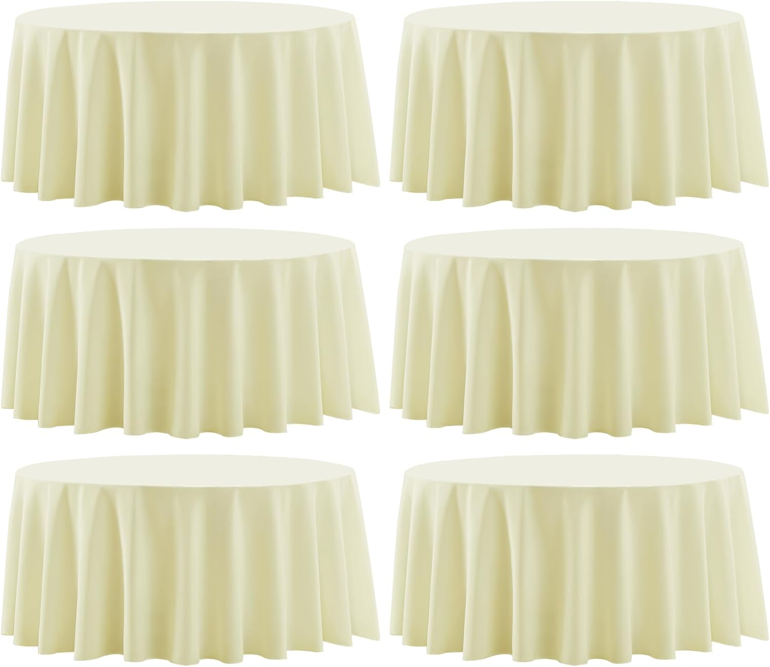 Detalle de Aocoz Round Tablecloth 120 Inch (6-Pack) Ivory Polyester Washable Table Cloths