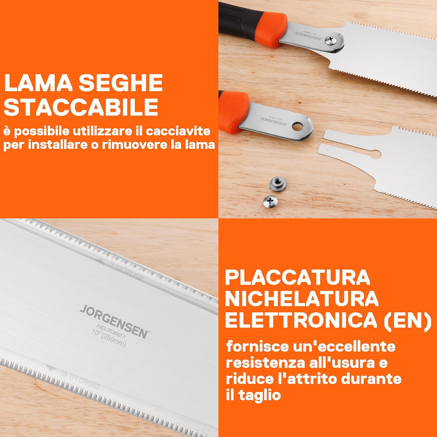 Detalle de JORGENSEN Sega Giapponese Professionale a Doppio Taglio con Lama SK5 Sostituibile