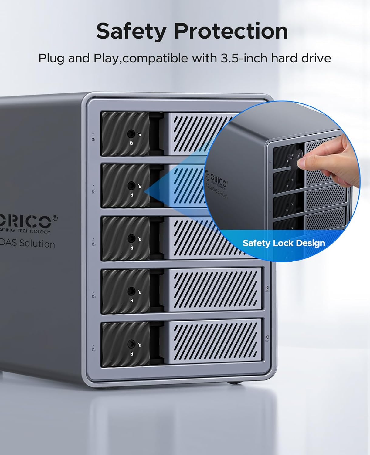 Thumbnail 5 de ORICO 9858RU3: 5-Bay 3.5 Inch SATA to USB 3.0 Aluminium HDD Docking Station with RAID
