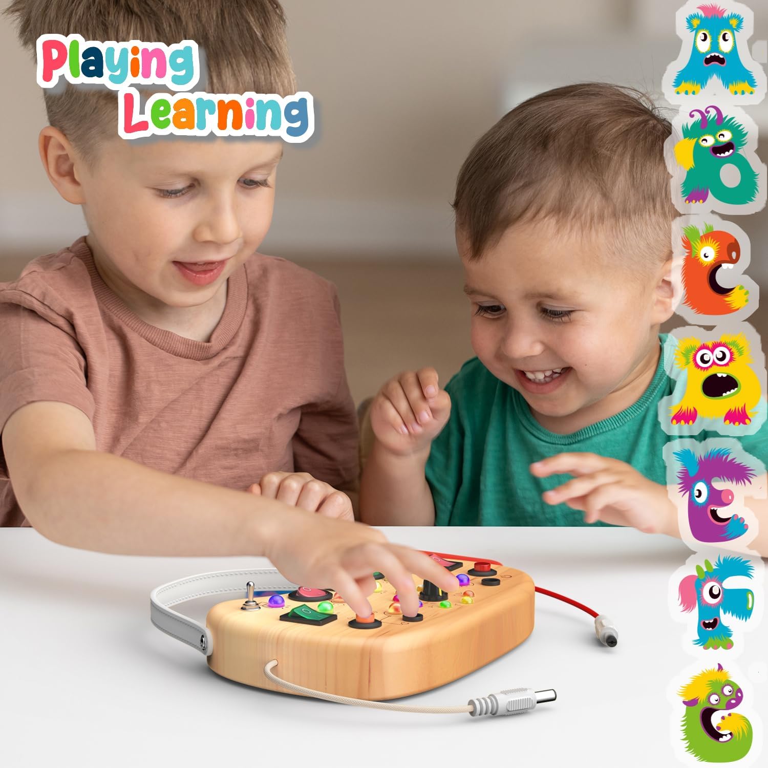 Thumbnail 3 de Flycoost Busy Board with LED Light Switches — Montessori-Inspired Wooden Sensory Toy for 1–3 Year Olds