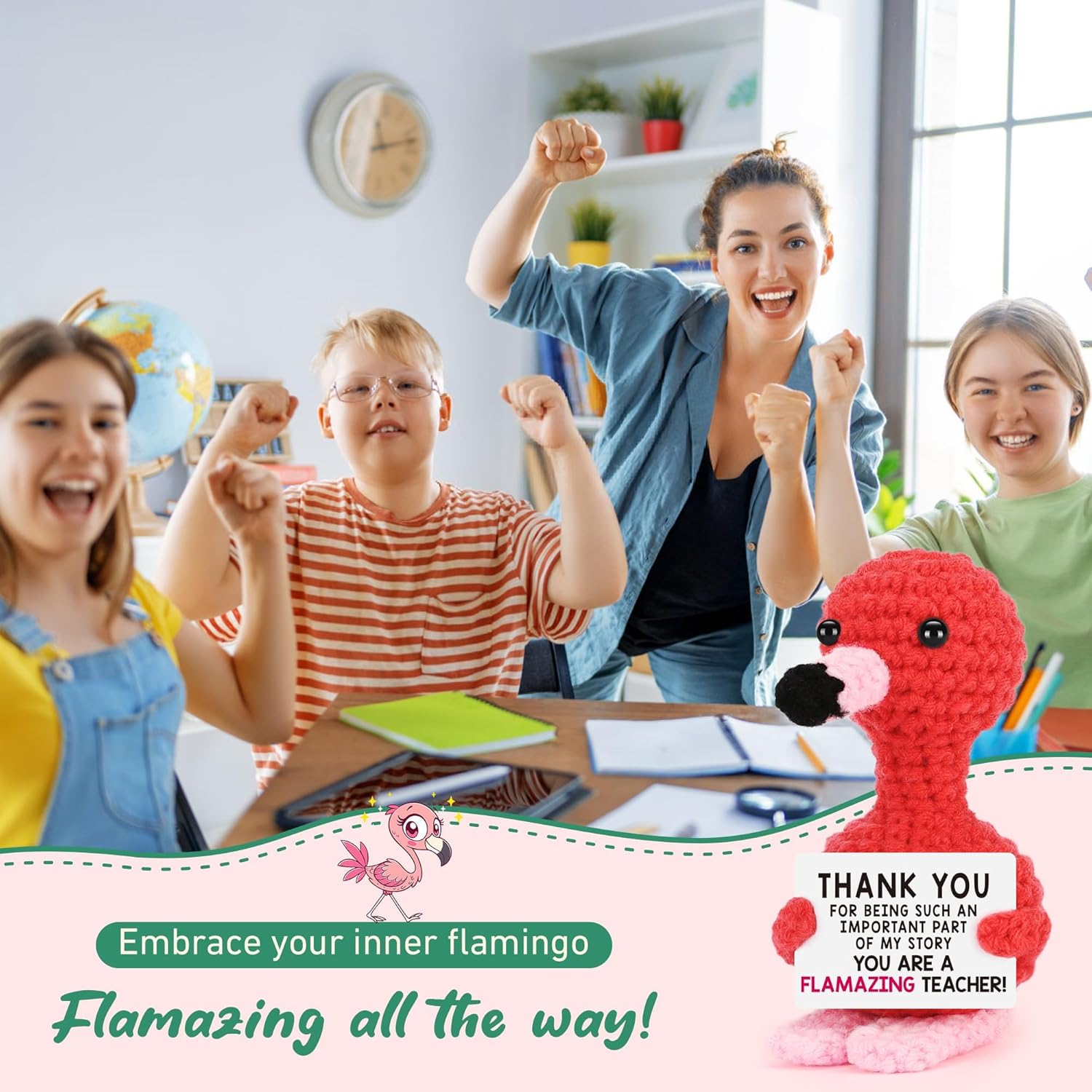 Thumbnail 3 de ALUNME Crochet Positive Flamingo Teacher Gift