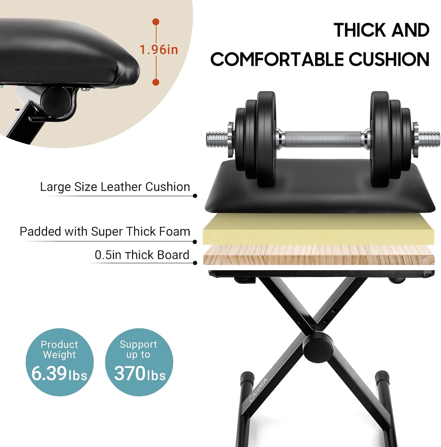 Detalle de CAHAYA US-CKC0257 X-Style Adjustable Keyboard Bench with Padded Seat