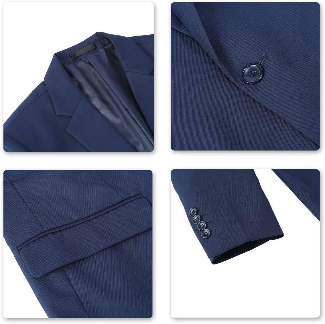 Detalle de YOUTHUP Herren 3-teilig Slim-Fit Anzug (Einreiher) mit Weste, Sakko & Hose – 1-Knopf-Formellanzug für Business & Hochzeit