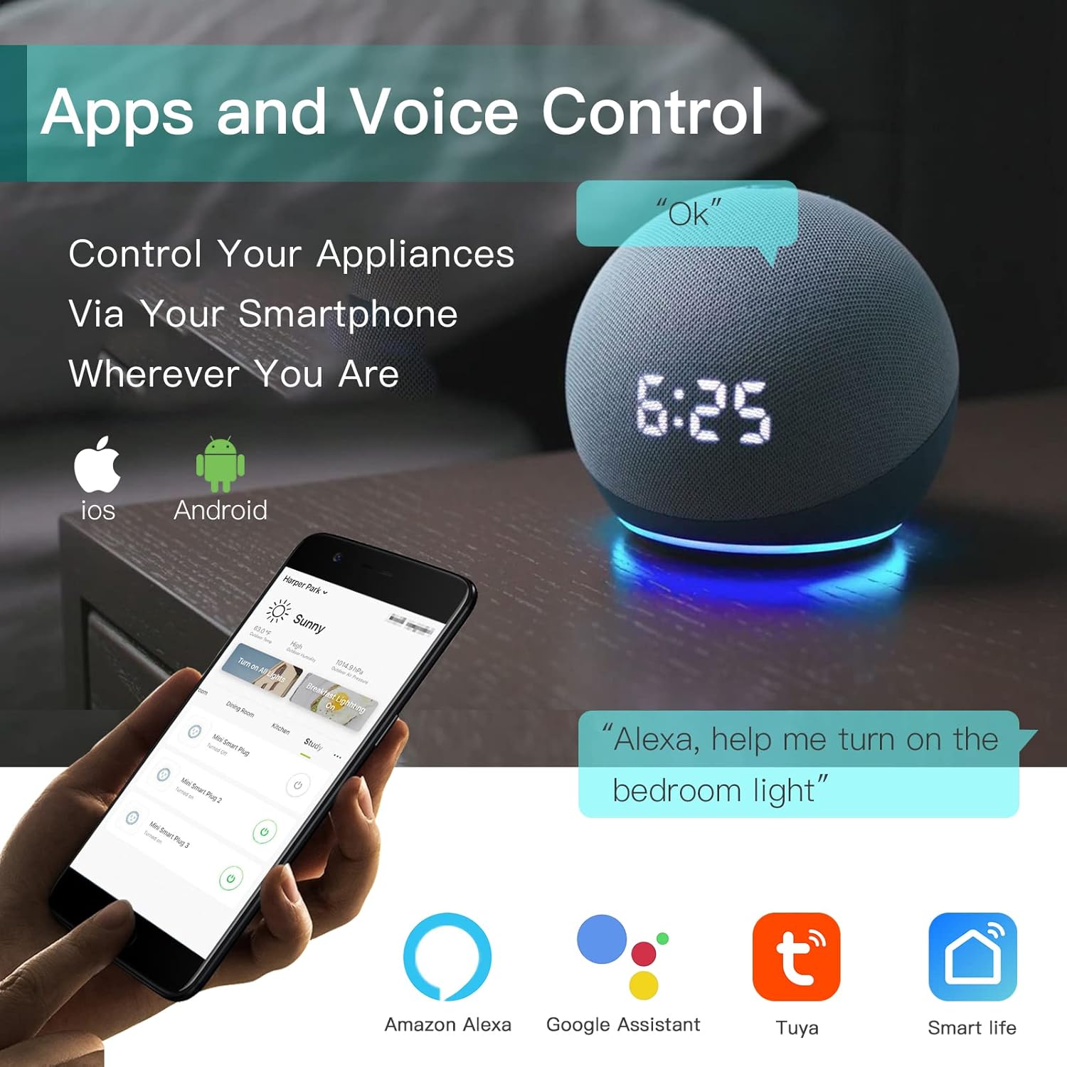 Thumbnail 2 de BSEED Doppelschalter Smart Alexa Lichtschalter aus Glas (WiFi, Touch) – 1 Fach/1 Weg, Neutralleiter erforderlich