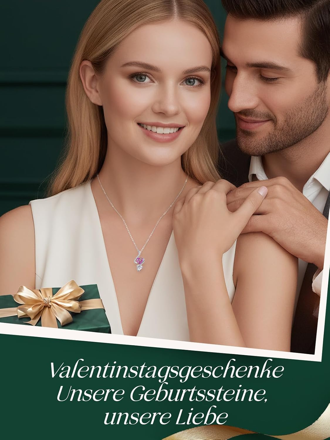 Detalle 2 de LOUISA SECRET Opal Doppelherz Halskette 45+5 cm