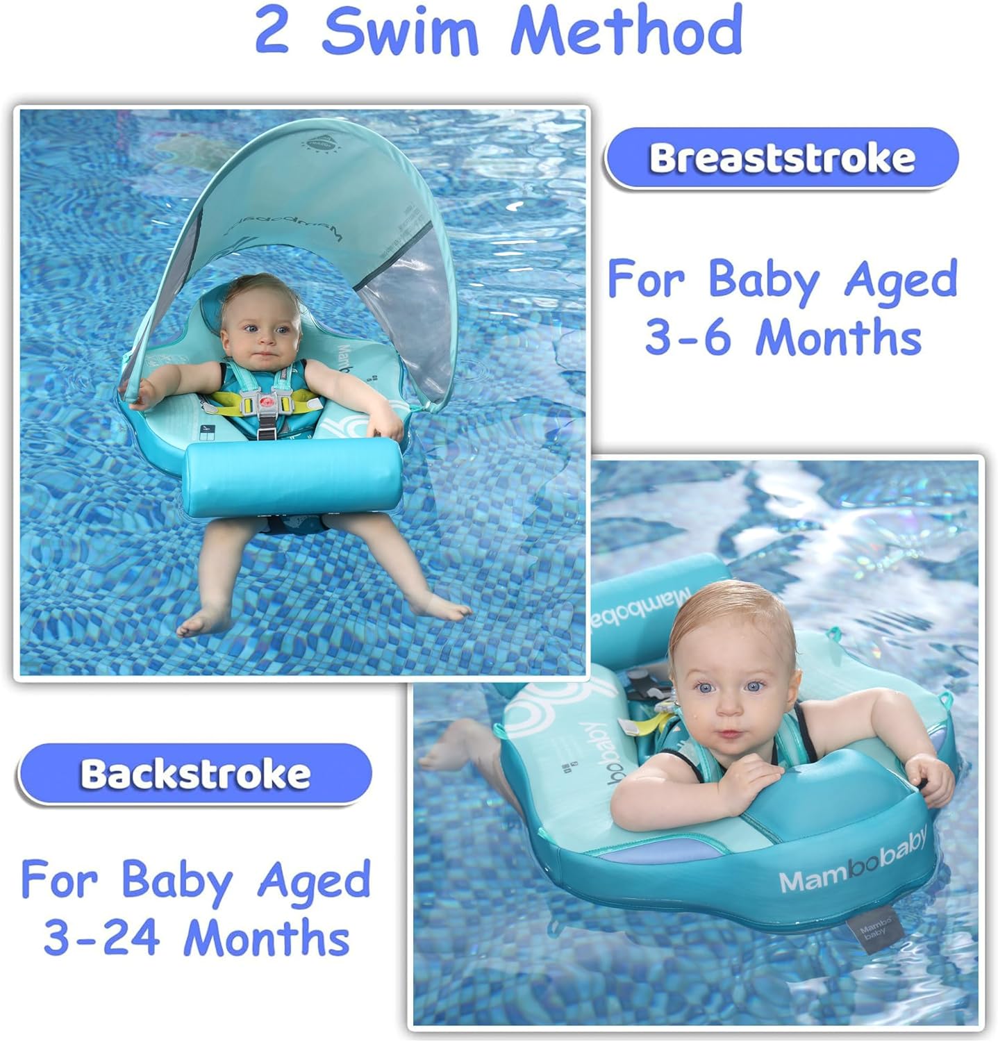 Detalle de Luckclubtojoy Mambobaby Float with Canopy & Tail – Non-Inflatable Infant Pool Float (Green)