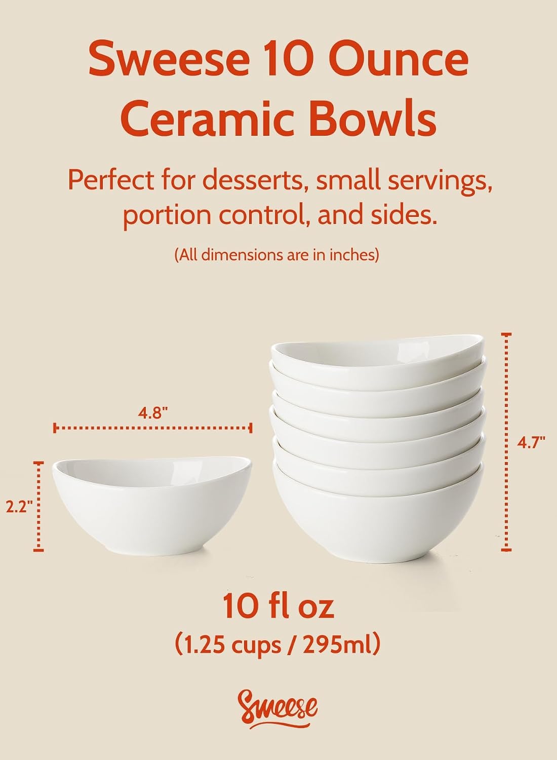 Detalle 2 de Sweese 10 oz Porcelain Bowls Set of 6