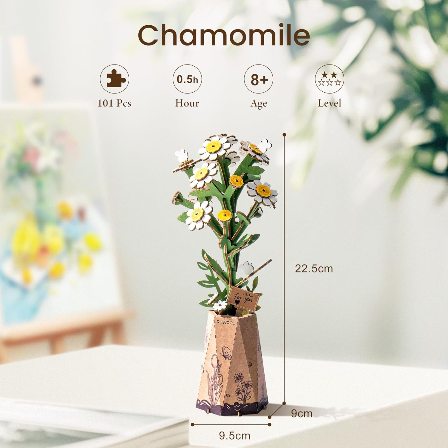 Thumbnail 6 de rowood 3D Wooden Flower Puzzle DIY – wooden artificial flower model kit for adults