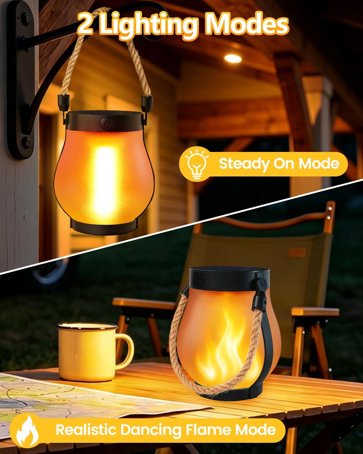 Detalle de SANJICHA solar lights 6-Pack Outdoor Lanterns, Flickering Flame, IP65
