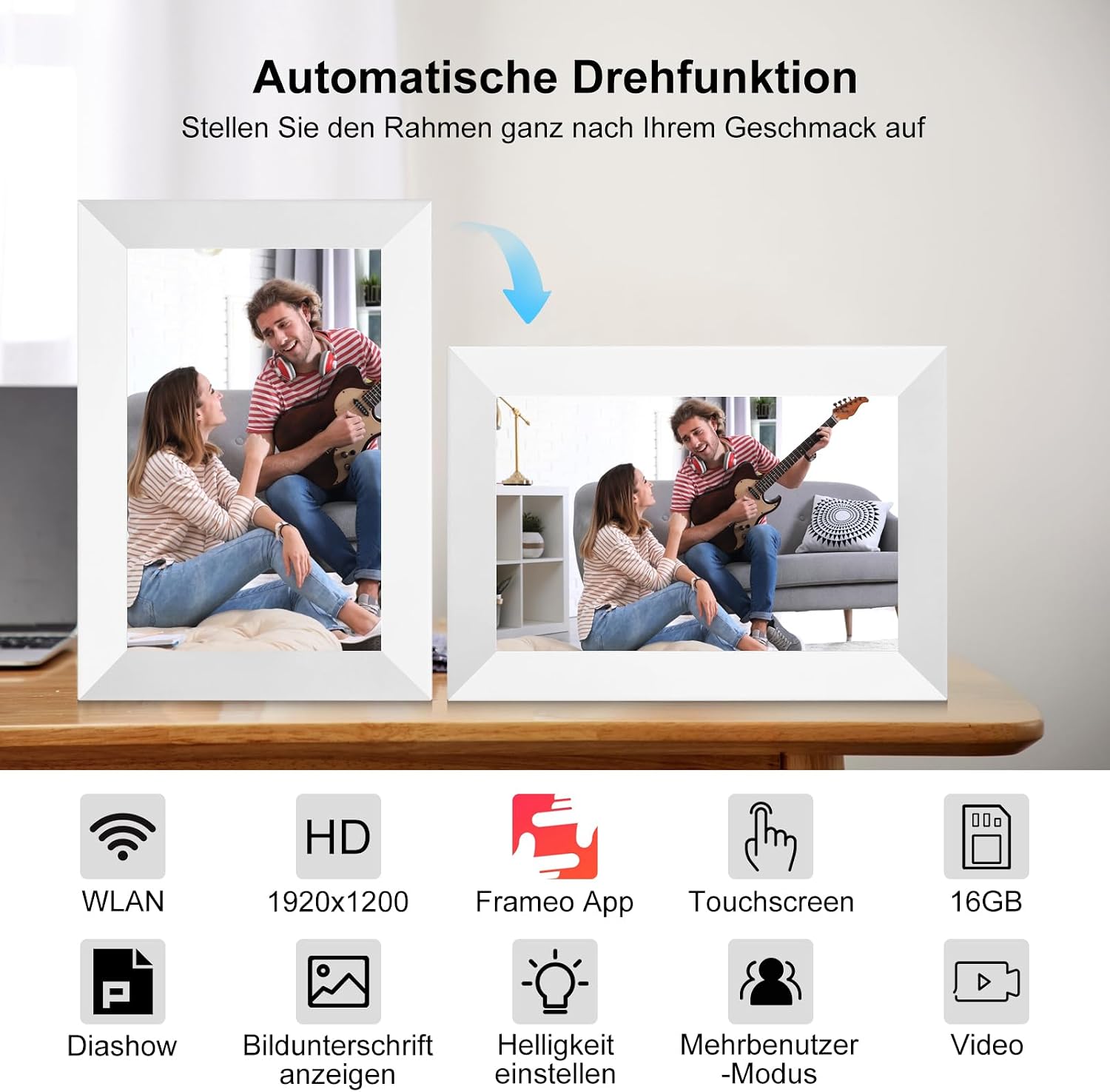 Thumbnail 4 de Frameo Digitaler Bilderrahmen 10,1 Zoll WLAN