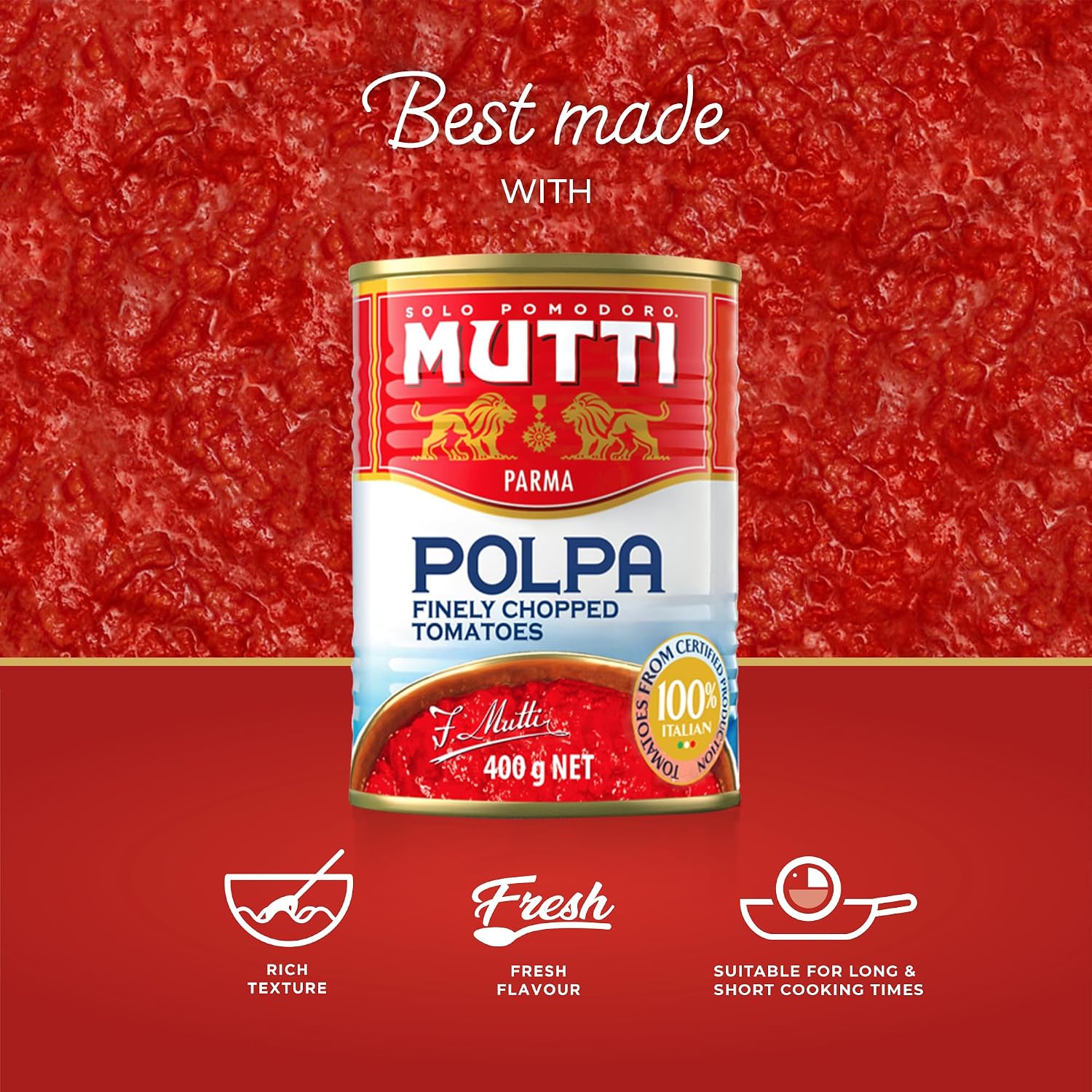 Thumbnail 1 de Mutti Finely Chopped Tomatoes 400g (Pack of 12) – a practical pantry staple