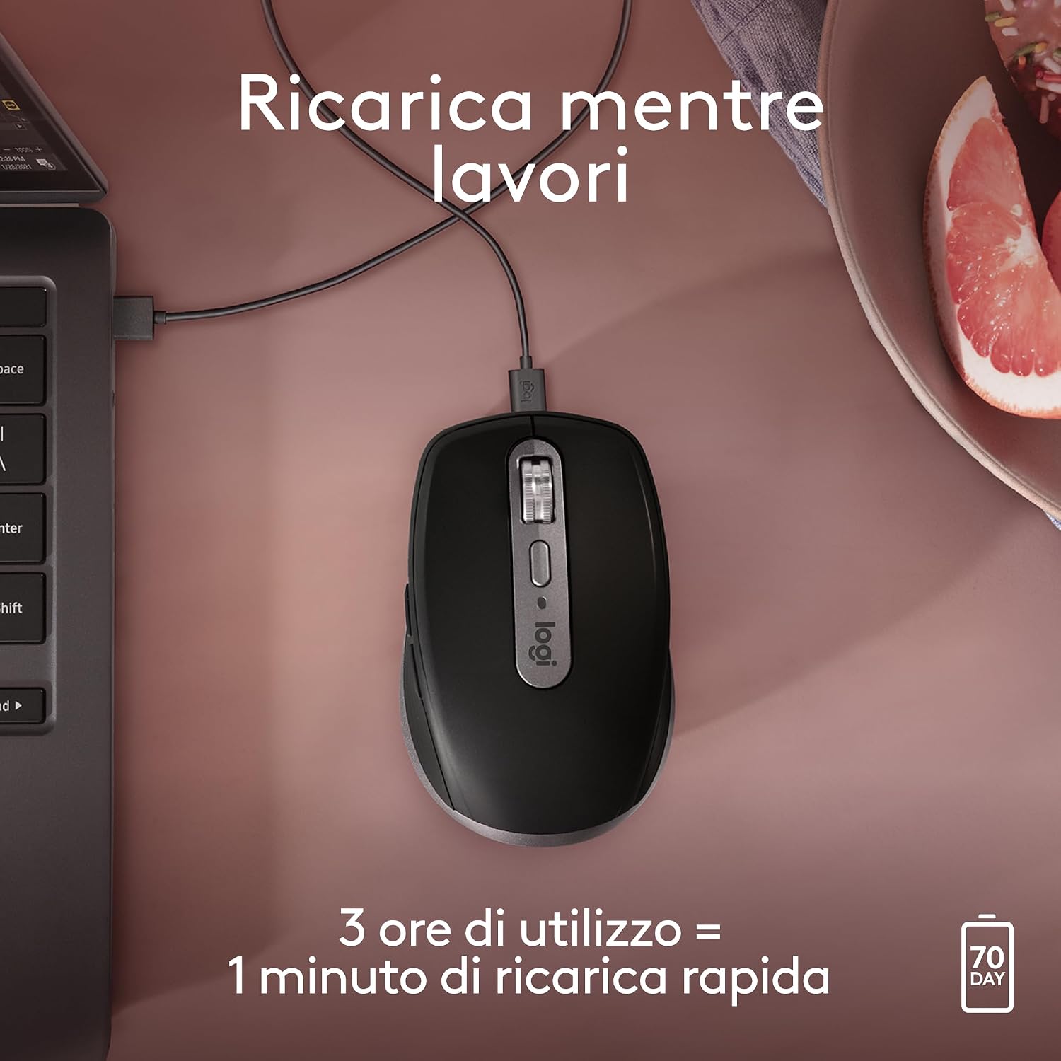 Detalle de Logitech MX Anywhere 3S for Mac (Space Gray) mouse wireless Bluetooth compatto per Mac