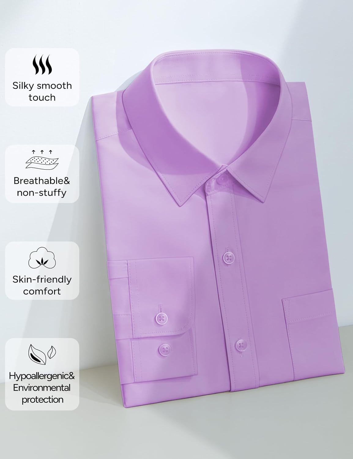 Detalle 2 de Marvelous World Boys’ Long-Sleeve Button-Down Dress Shirt, Cotton Blend