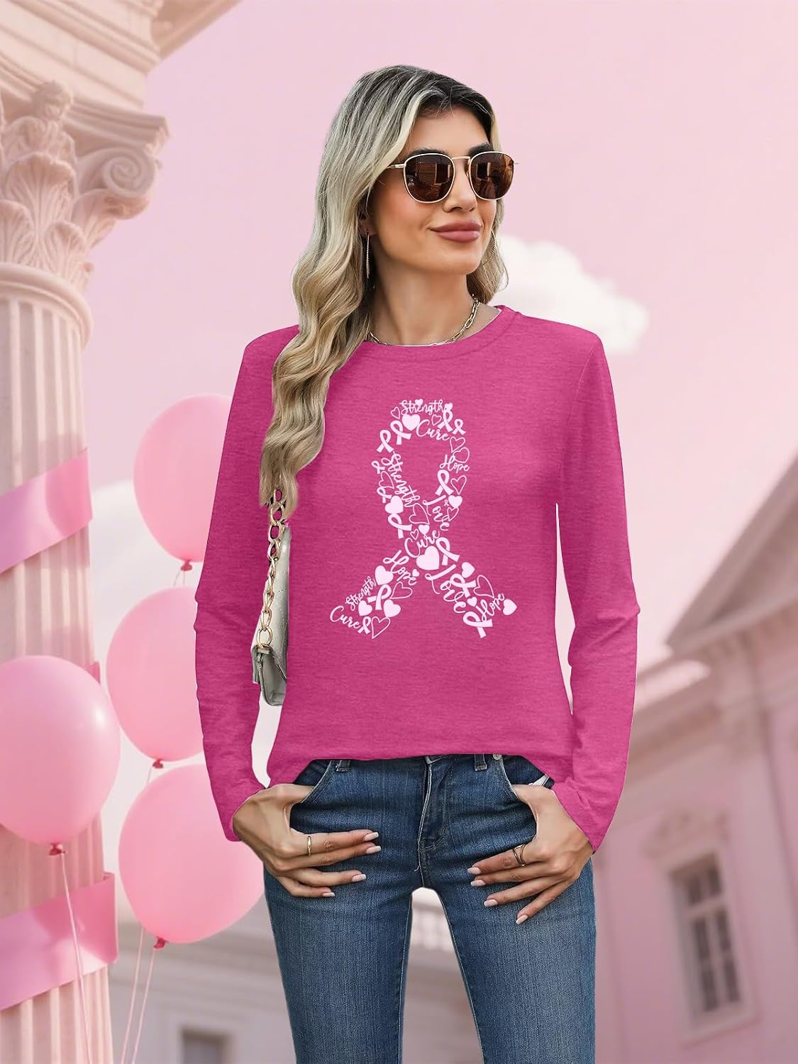 Detalle 2 de WOSHN Breast Cancer Awareness Long-Sleeve Shirt