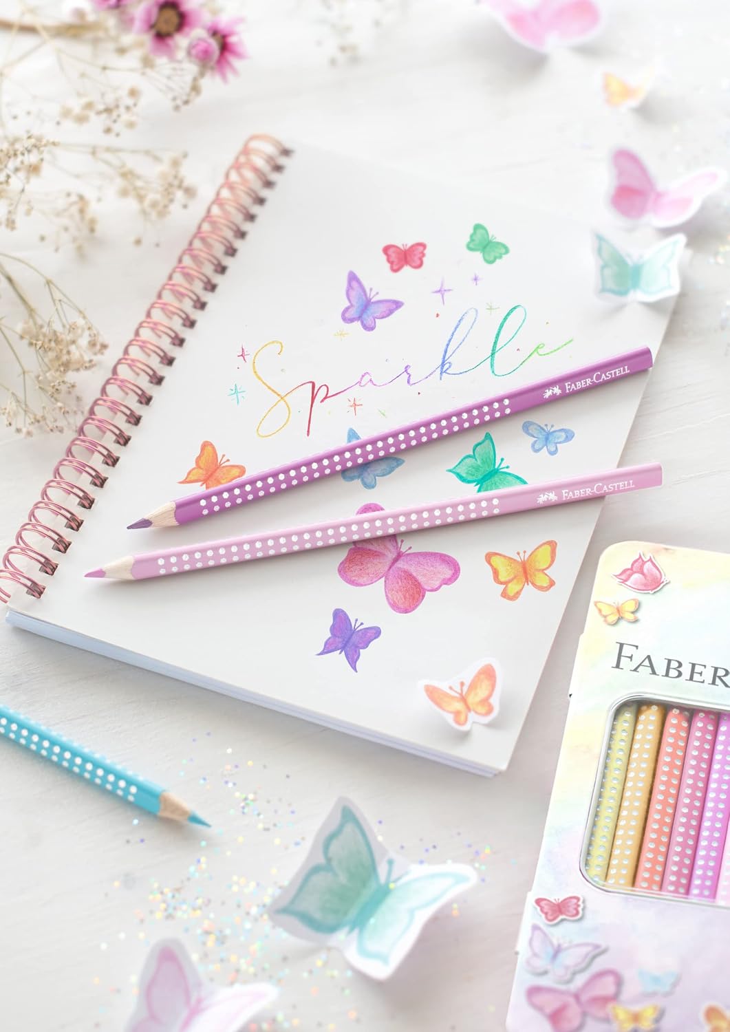 Detalle de FABER-CASTELL Sparkle Matite pastello 12 colori in astuccio metallico