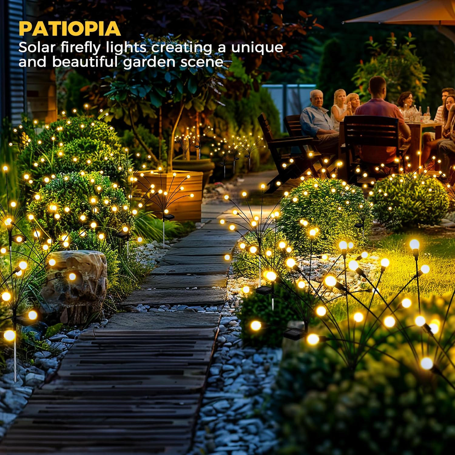 Thumbnail 5 de PATIOPIA Solar Firefly Garden Lights (40 LEDs) – Waterproof Wind-Dance Path Lights, 4 Pack, Warm White