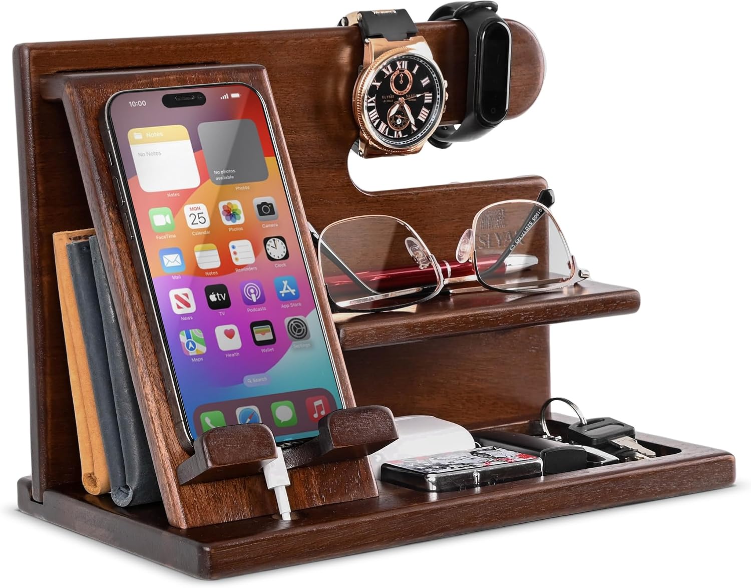 Detalle de Teslyar Dad Gifts wood phone docking station