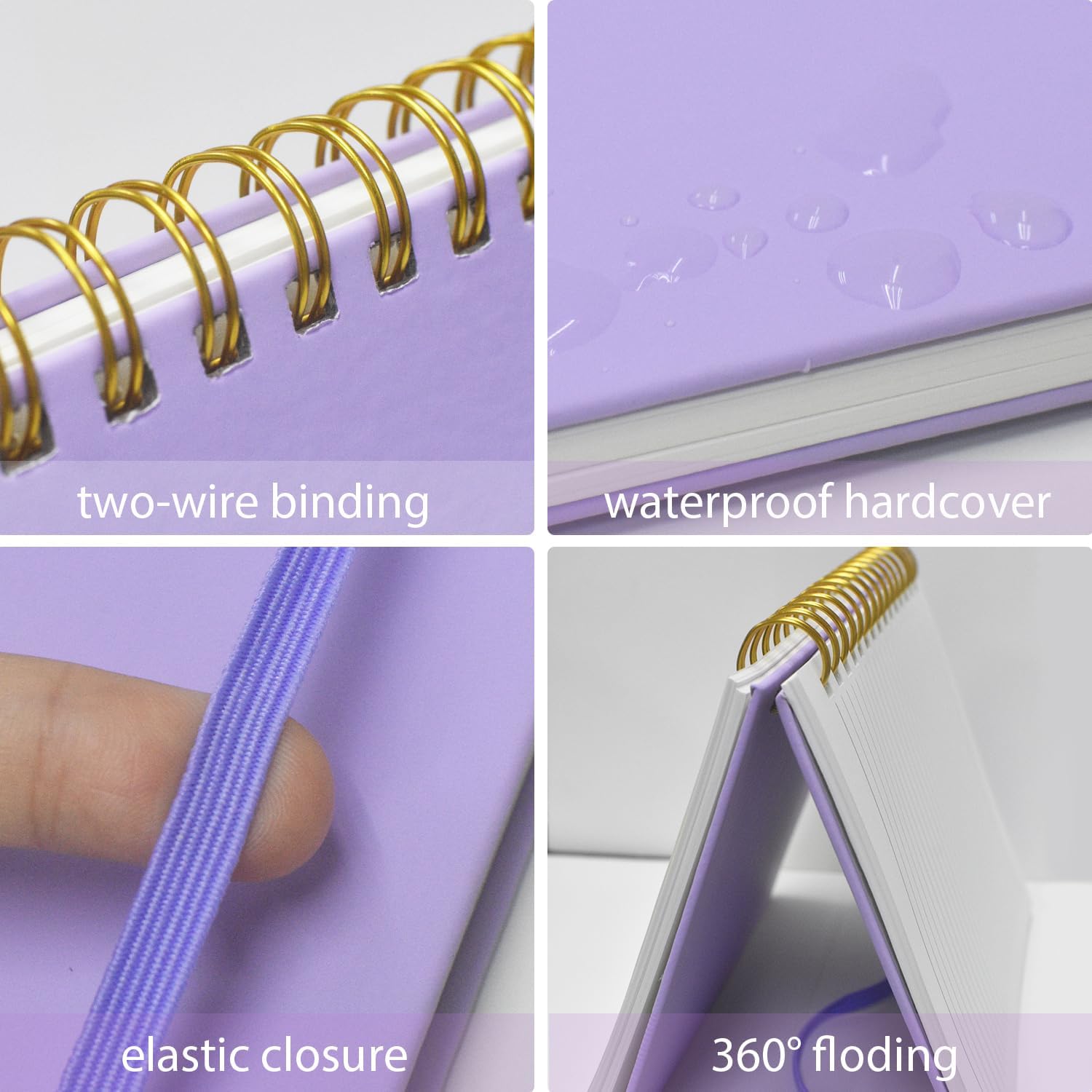 Thumbnail 3 de DWIYITTN A5 Spiral Notebook, Lavender Hardcover, 160 Lined Pages