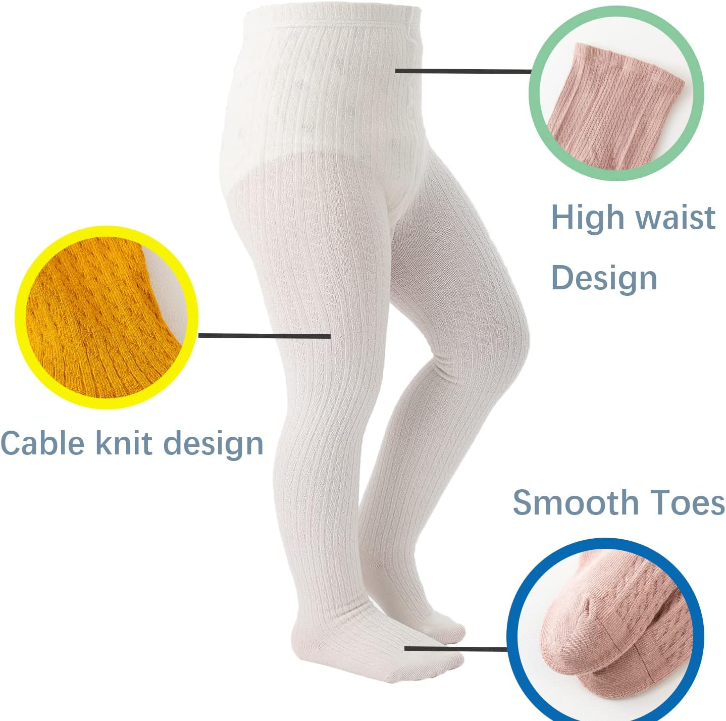 Detalle de Marchare Baby Girls Tights Cable Knit – 2/3 Pack (2–10 Years)