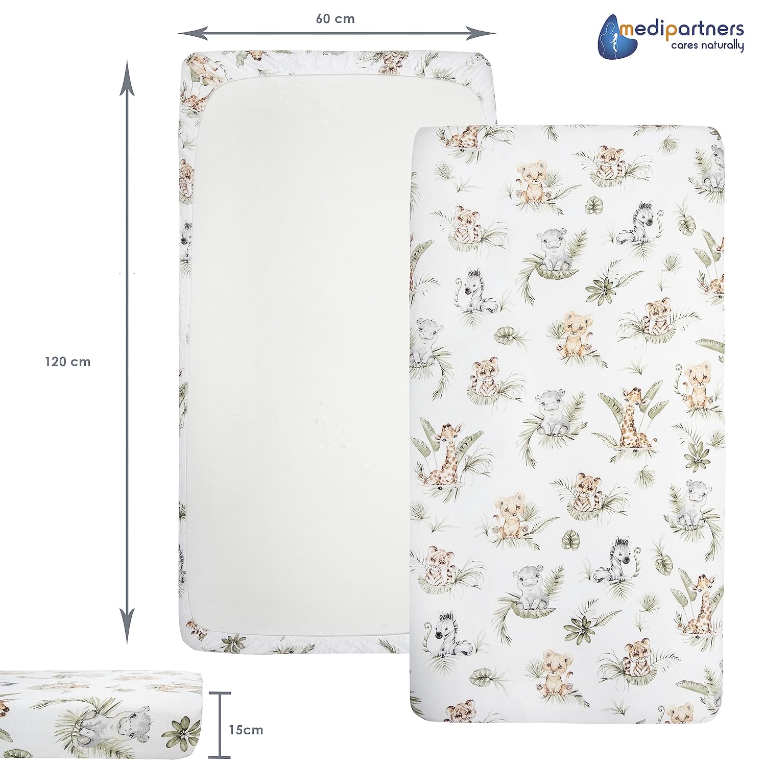 Thumbnail 2 de Medi Partners Spannbettlaken 60x120 cm 100% Baumwolle Babybett