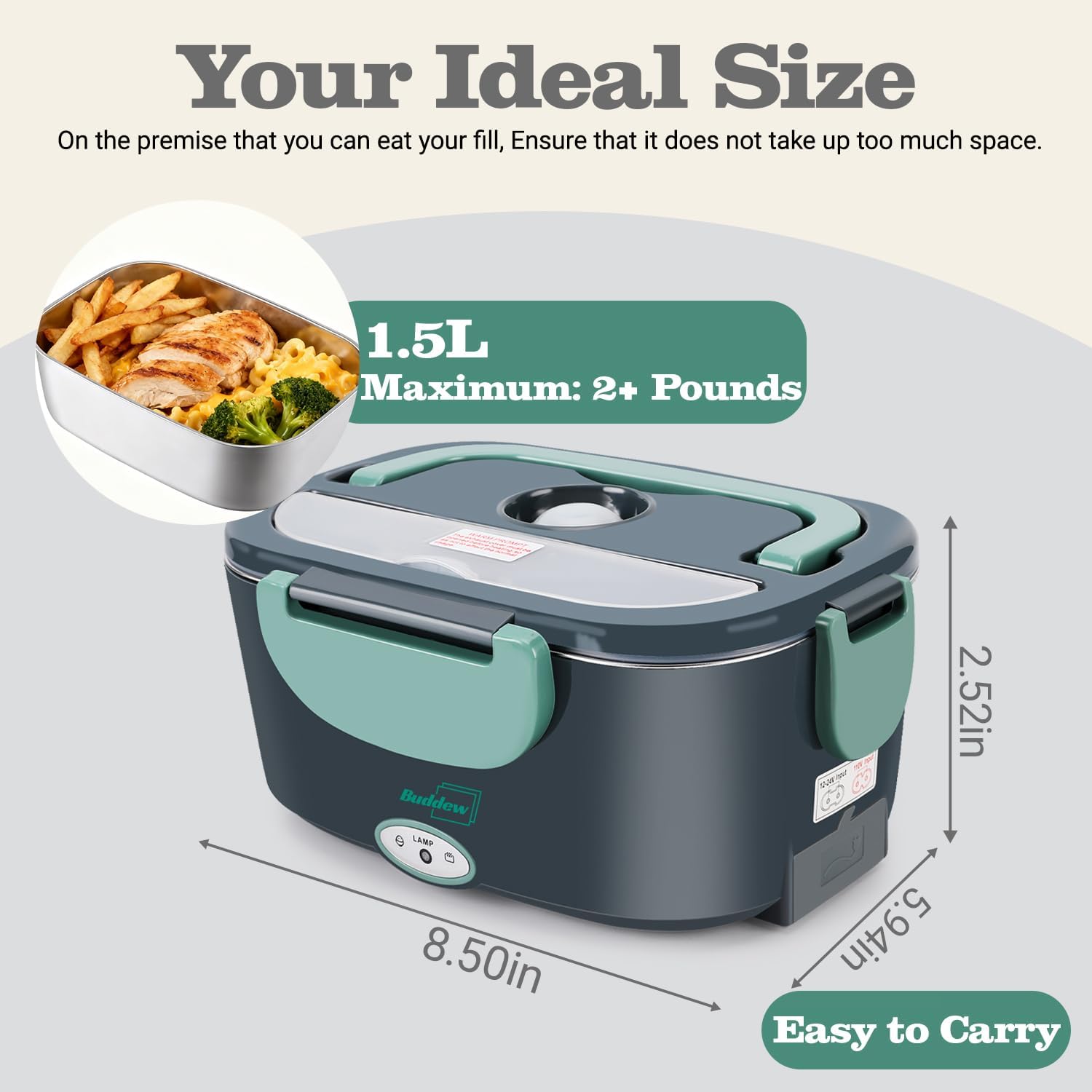 Thumbnail 2 de Buddew Electric Heated Lunch Box 1.5L 80W