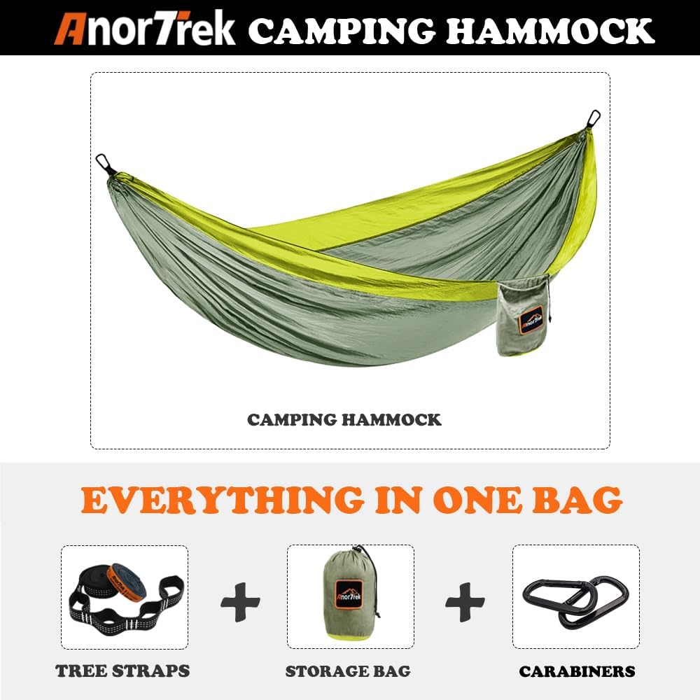Thumbnail 4 de Anortrek Outdoor Hammock 1-Person 280x140 cm – Ultra-Light, Durable Nylon Camping Hammock with Tree Straps