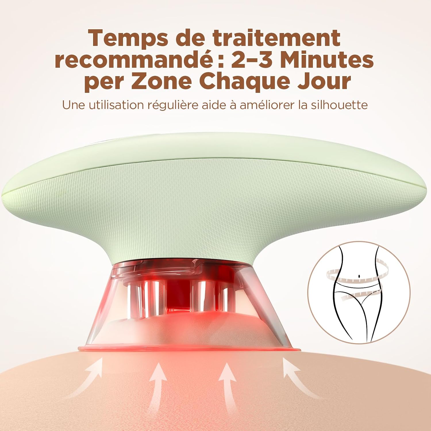 Detalle de Masseur Anti Cellulite Électrique à Ventouse, EMS et Lumière Rouge – 3 Niveaux d’Intensité, 2 Ventouses