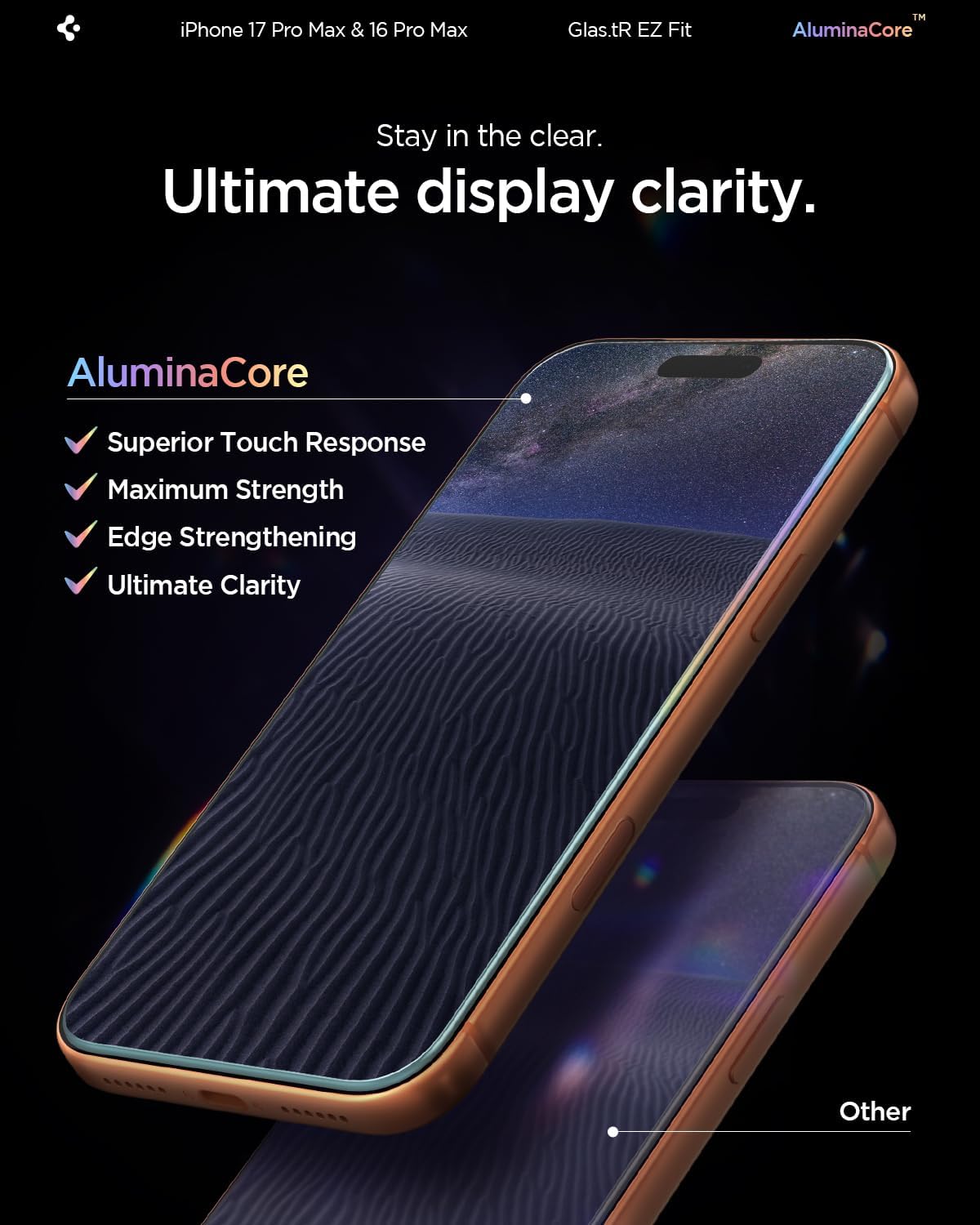 Thumbnail 6 de Spigen Glas.tR EZ Fit verre trempé pour iPhone 17 Pro Max / 16 Pro Max – kit 2 pièces, dureté 9H