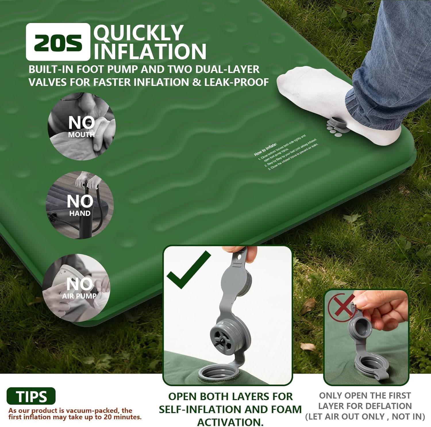 Detalle de HiiPeak Memory Sleeping Pad, R-value 9.5