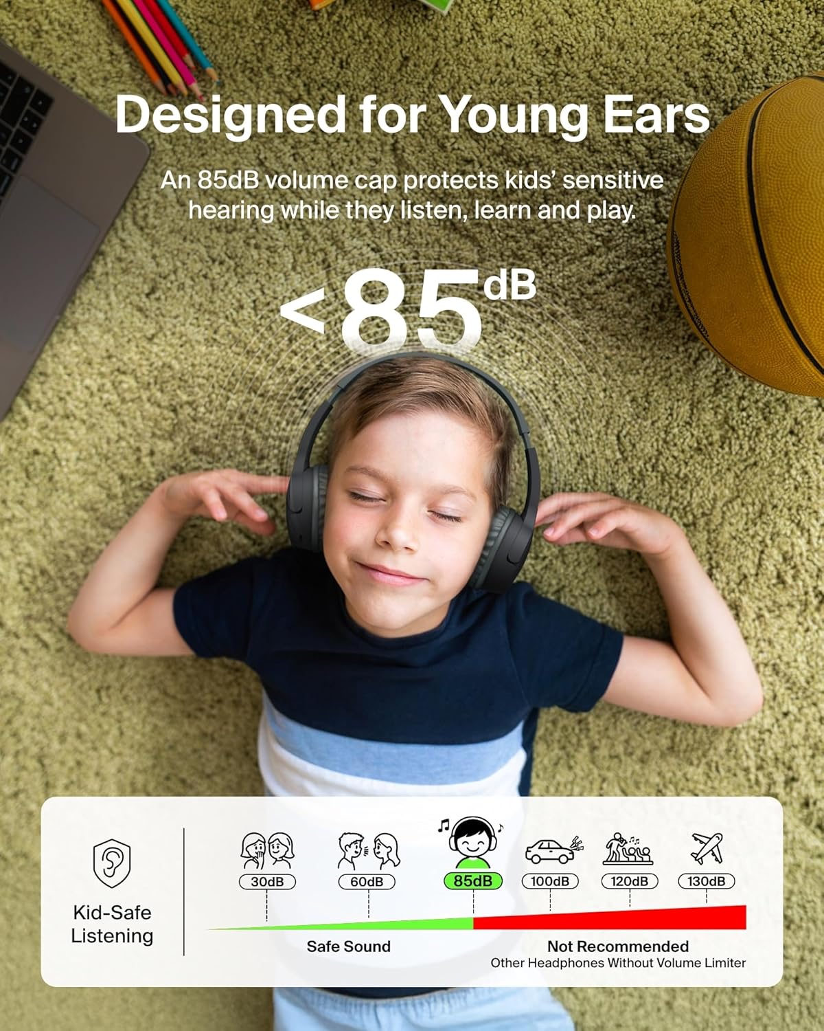 Detalle 2 de Belkin SoundForm Mini Kids Wireless Headphones 30H