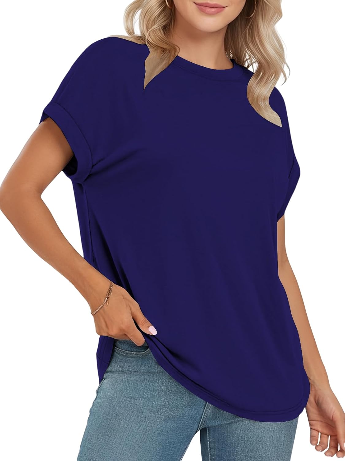 Thumbnail 4 de Cuptacc Tee Shirt Femme Col Rond Ample – T-Shirt à Manches Courtes Oversize
