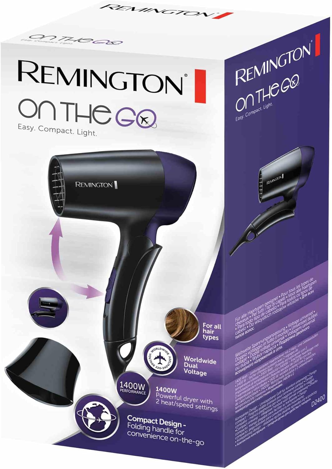 Detalle 2 de Remington Sèche-Cheveux Pliable On The Go – Ultra Compact et Puissant 1400W