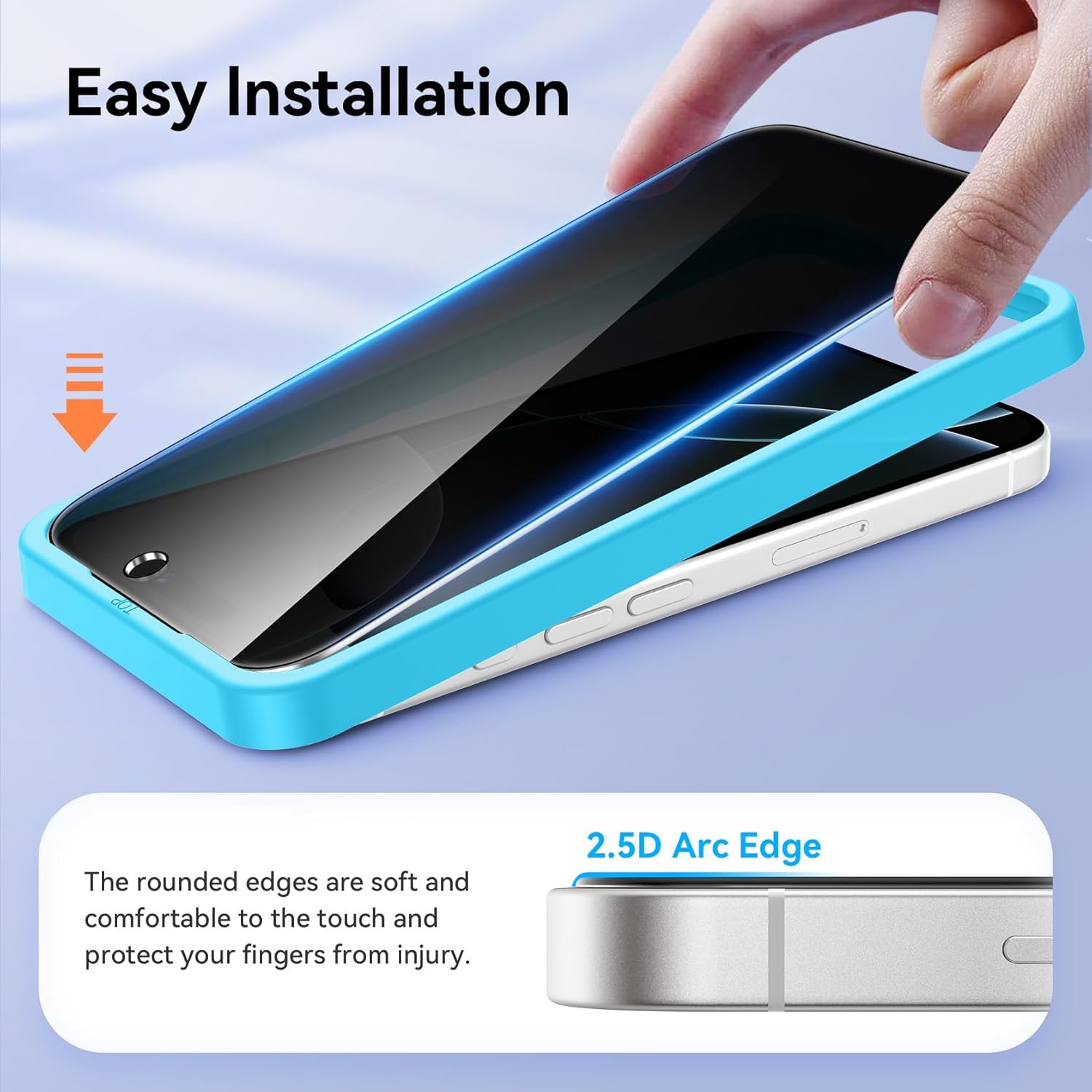 Thumbnail 3 de Niphabe 3 Pack Privacy Screen Protector for iPhone 16 Pro (6.3") with Lens Protectors and Easy Installation Tool