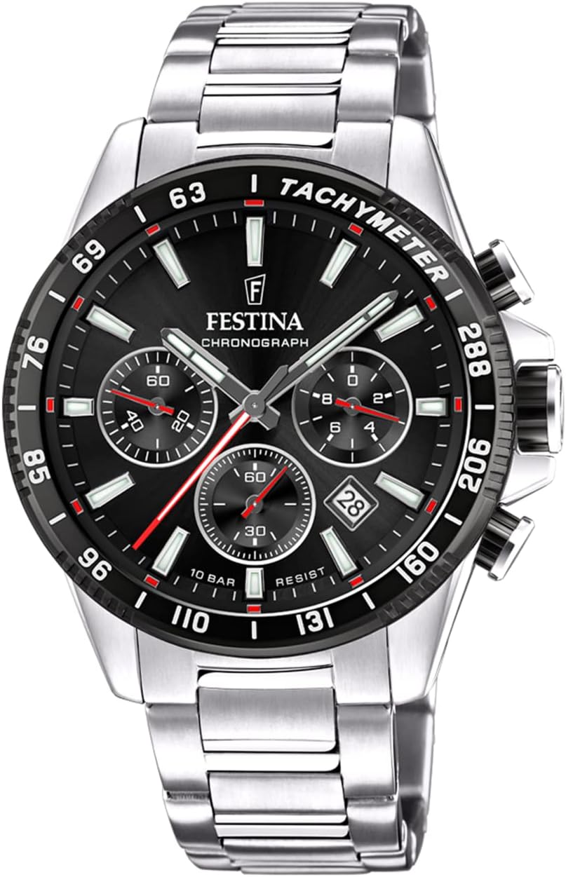 Detalle 1 de Festina Timeless Chronograph F20560/4 para hombre: cronógrafo analógico de acero 316L y 10 ATM