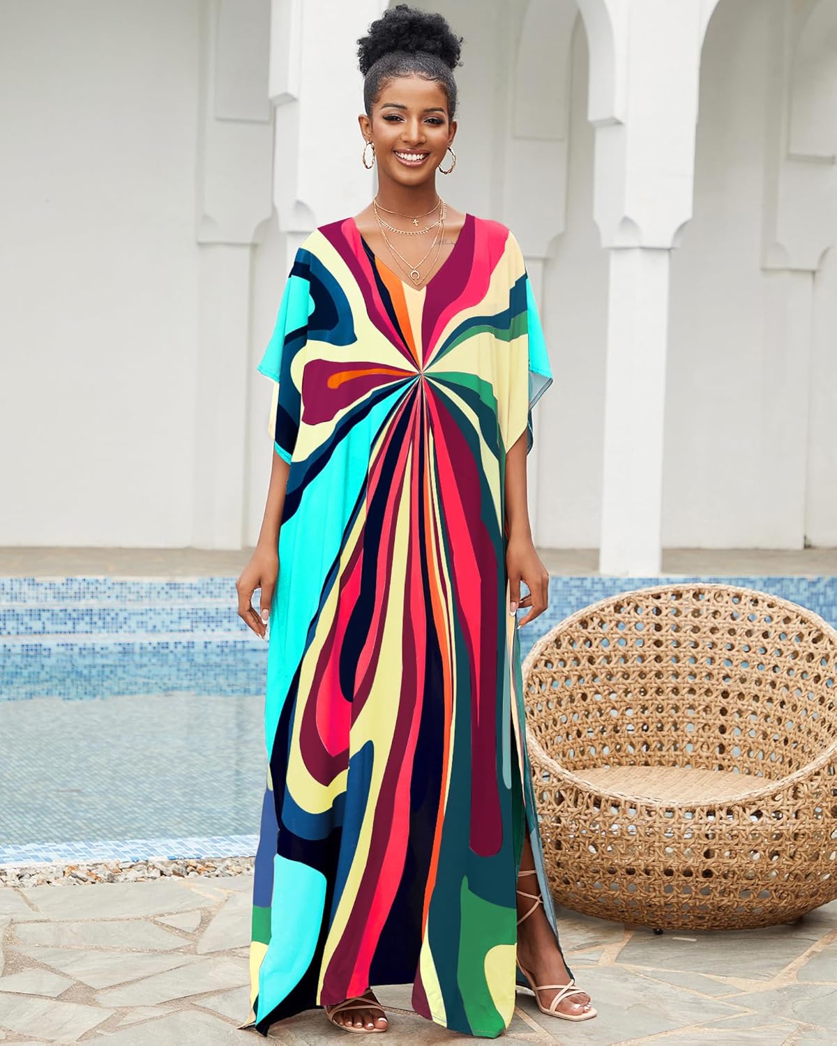 Thumbnail 6 de Women’s loose colourful beach cover-up kaftan dress (plus size) – Bsubseach