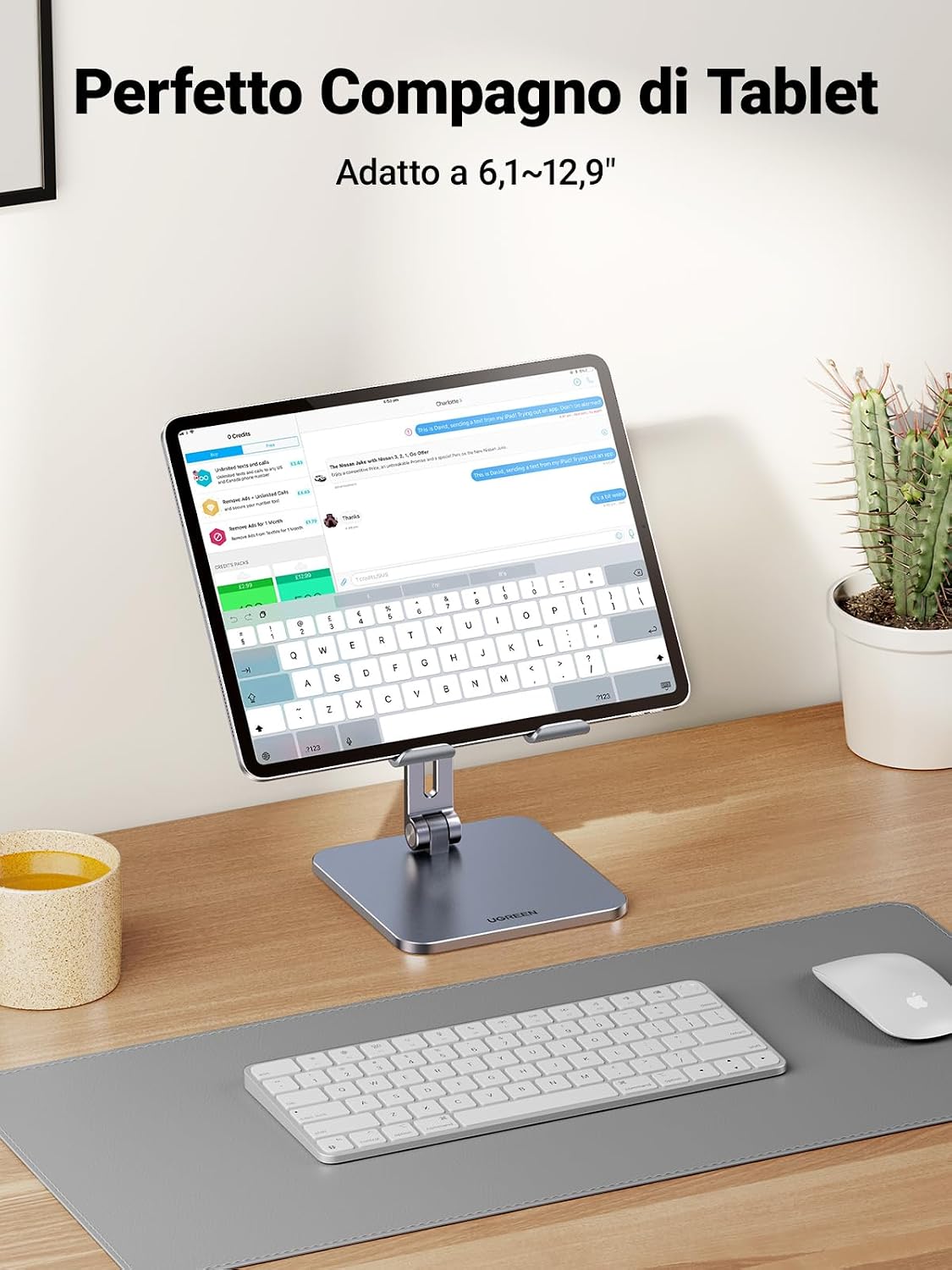 Detalle de UGREEN Supporto Tablet Pieghevole da Tavolo in Alluminio (compatibile fino a 12,9")