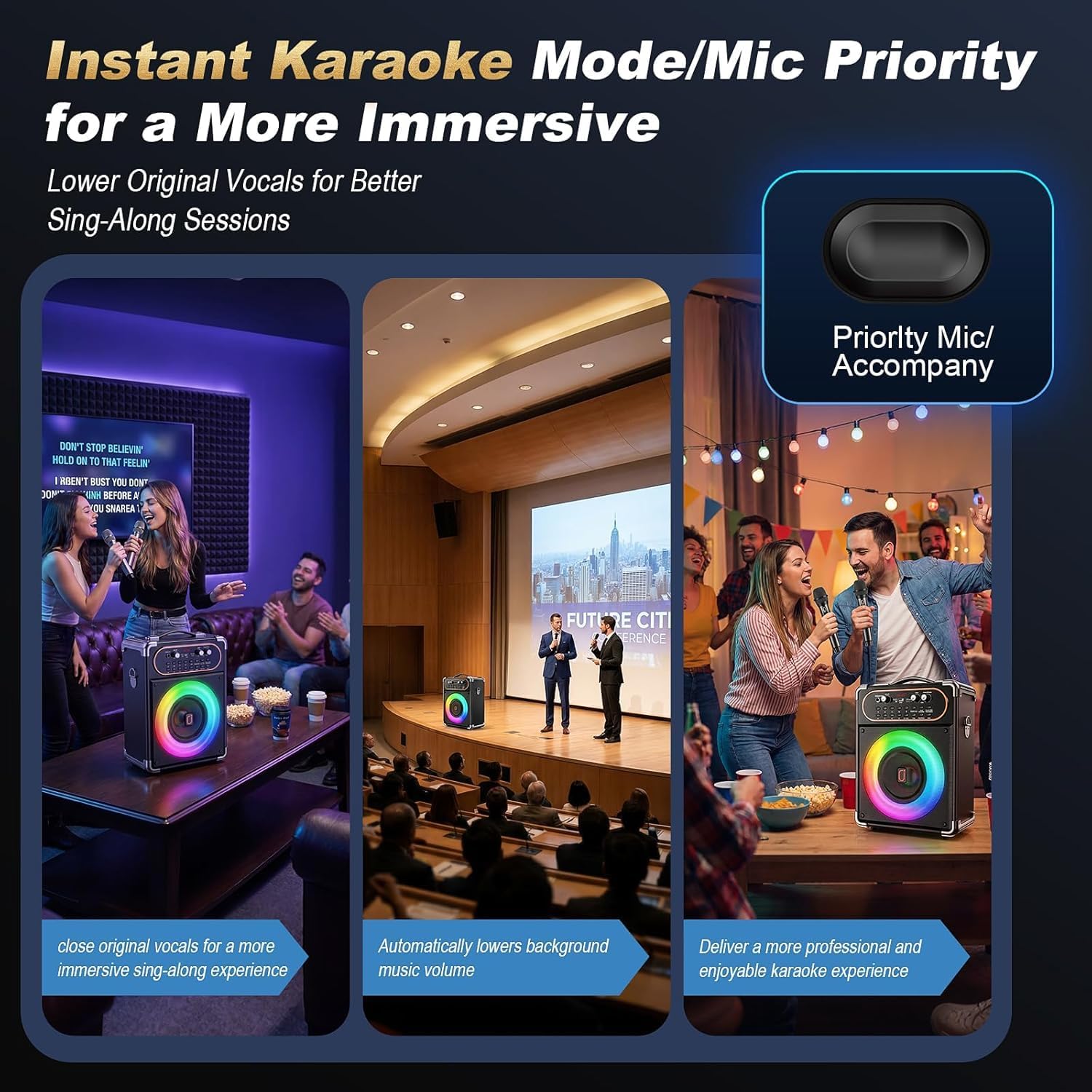 Thumbnail 6 de HWWR S68 Karaoke Machine, 200W Peak, 6.5-Inch Alloy Woofer, Bluetooth 5.3