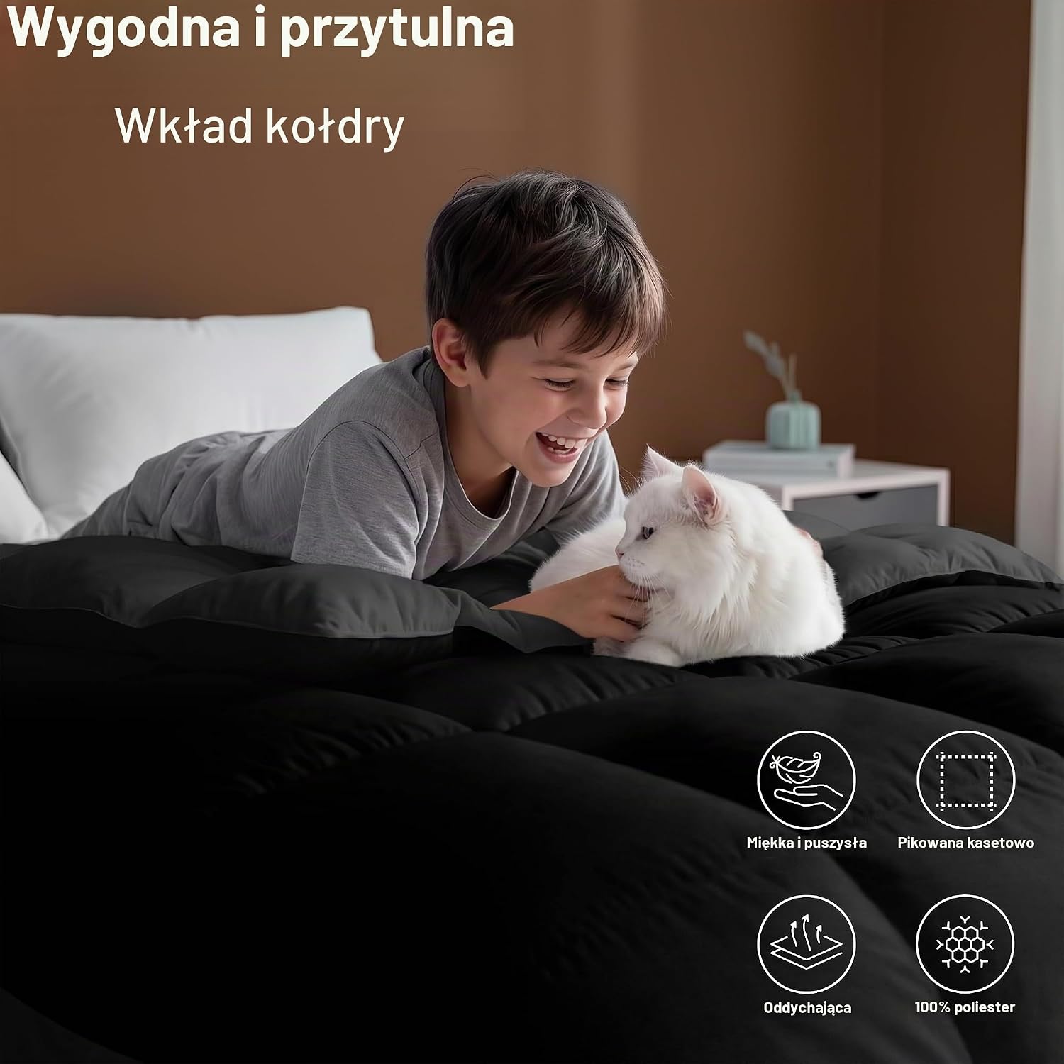 Detalle de Utopia Bedding UB0065 – kołdra Queen 225 × 225 cm, mikrofibra, przeszycie kasetowe