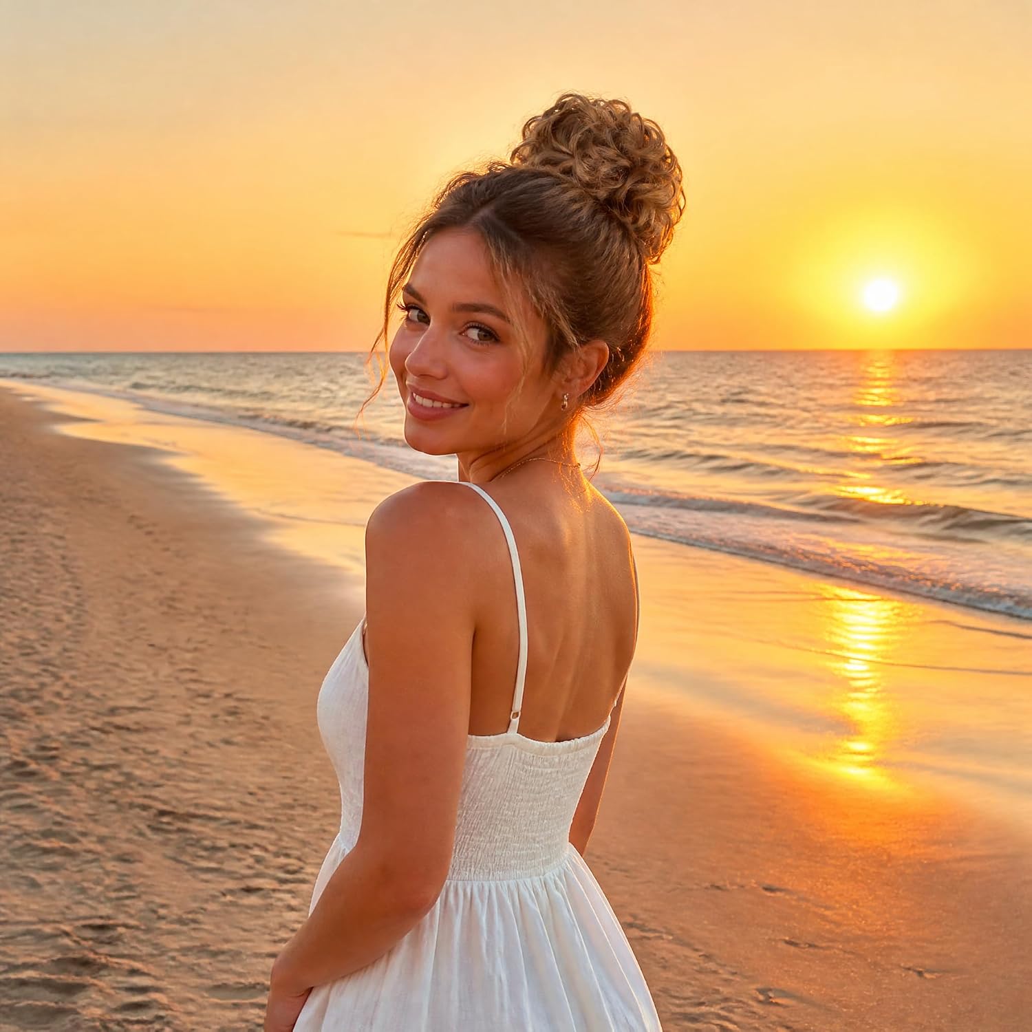 Detalle 2 de Qunlinta Messy Bun Hair Piece Light Chestnut Brown