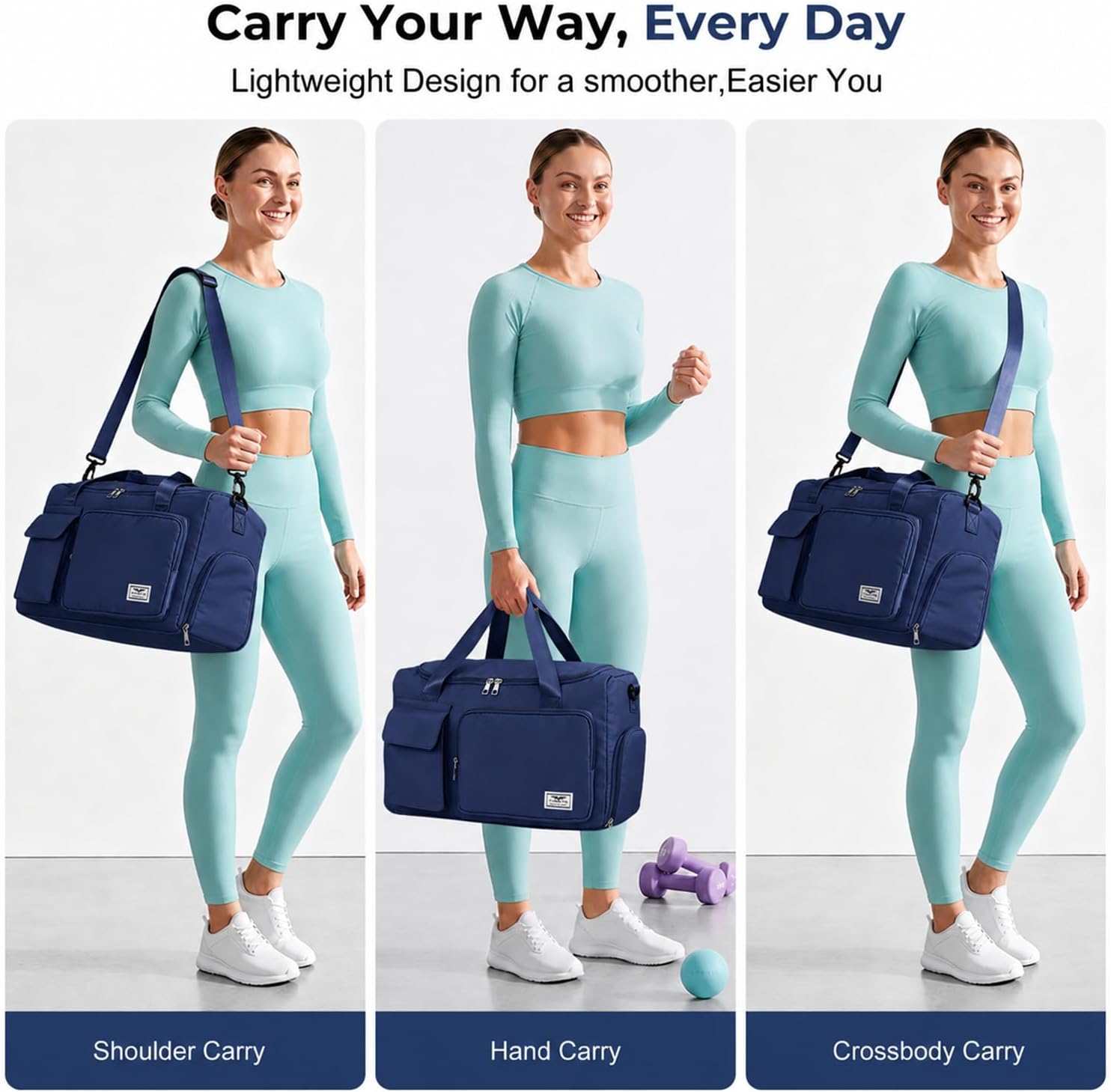 Thumbnail 6 de FIORETTO Gym Bag with Wet Pocket and Shoe Compartment – 30L, Foldable & Water-Resistant