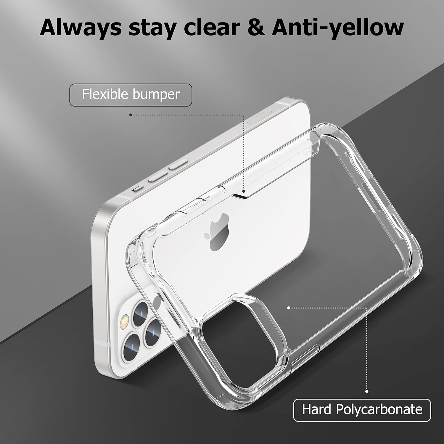 Detalle de ORETECH Hülle für iPhone 12 Pro Max 6,7" – transparent mit Displayschutzfolien und Kameraschutz