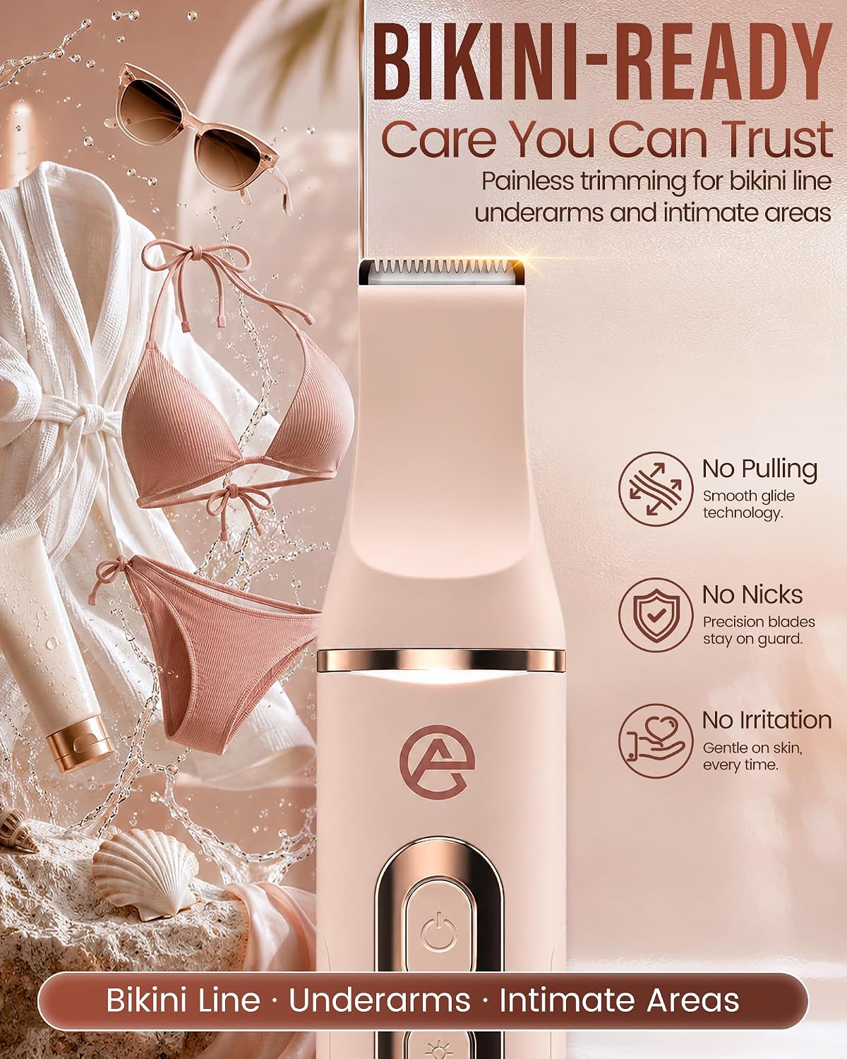 Detalle 2 de EaseAura Rasoio Elettrico Donna 5 In 1 – Grooming completo per viso, corpo e zone intime