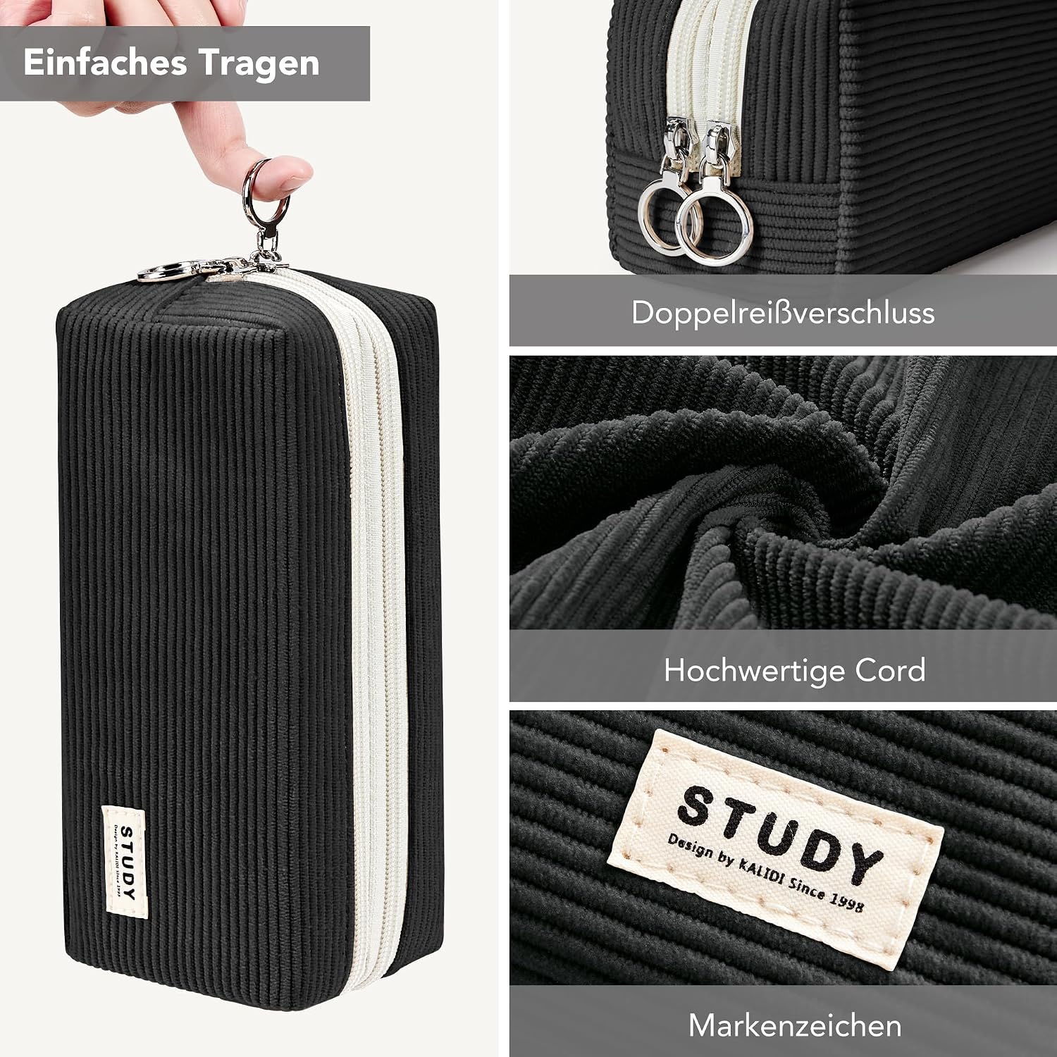 Detalle de KALIDI Mäppchen Federmäppchen mit doppeltem Reißverschluss – Pencil Case für Mädchen, Teenager & Erwachsene