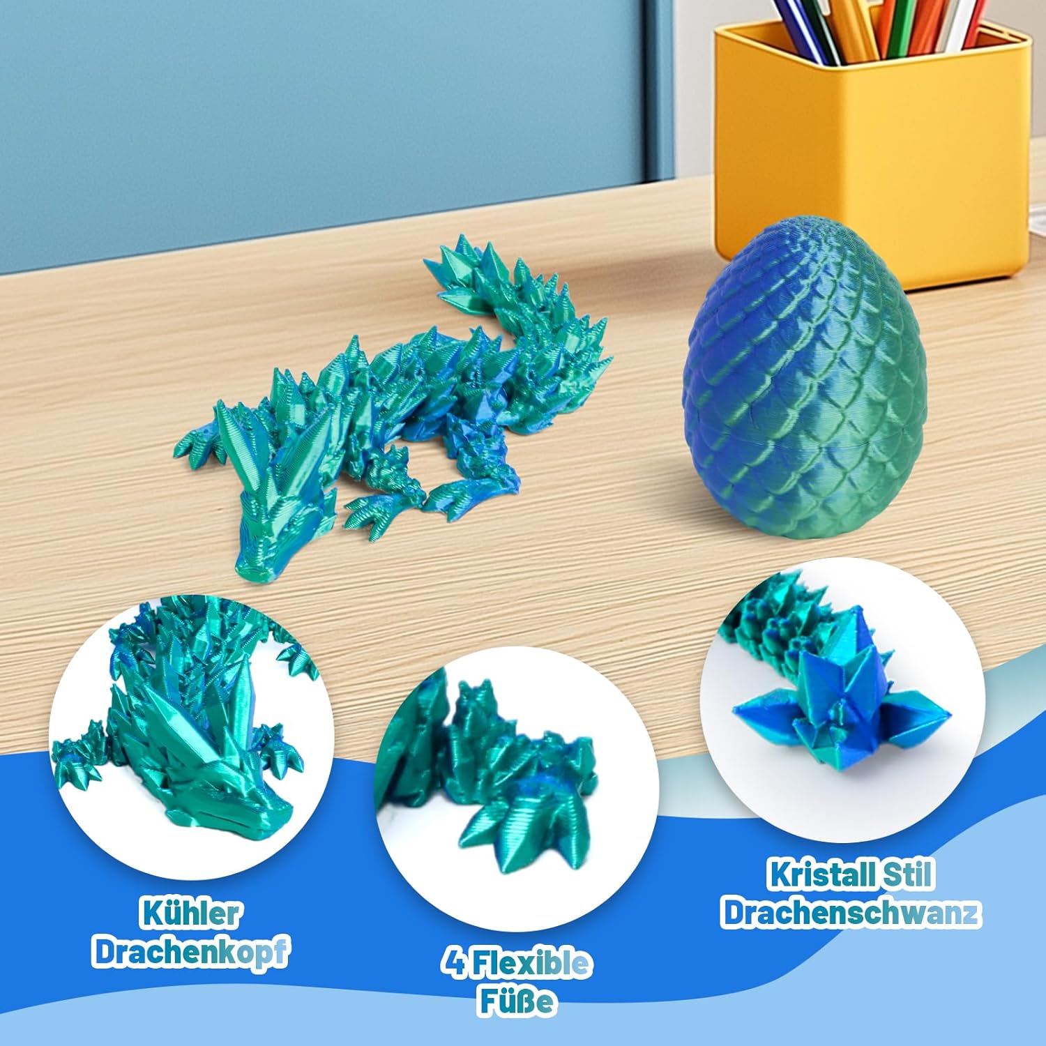 Thumbnail 4 de Flavery 3D Drache im Ei – flexibles Kristalldrache-Innenleben, Ostereier-Fidget-Spielzeug (4er Dracheneier)