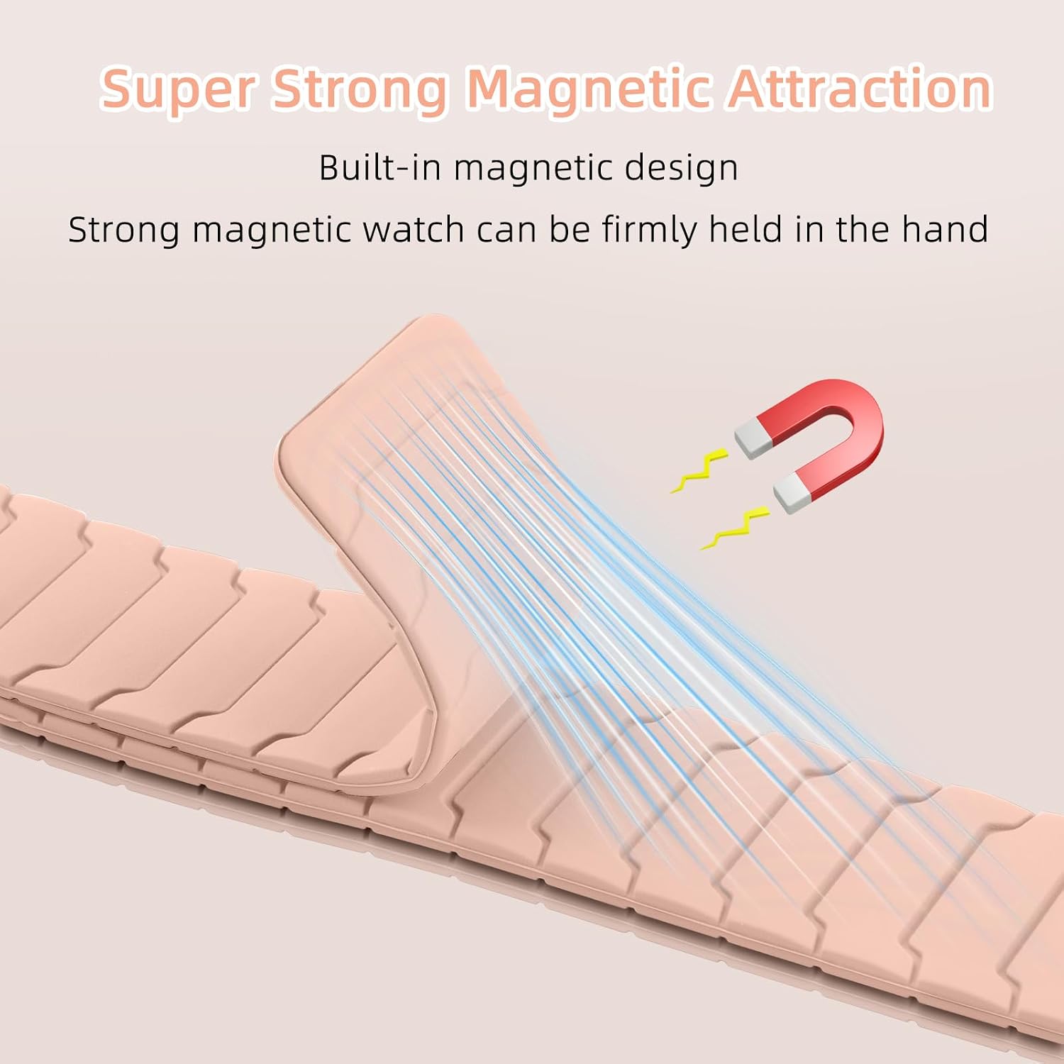 Detalle de Hinnwer Magnetic Strap for Samsung Galaxy Fit 3 (Pink) – Pink Silicone Dual Magnetic Sport Band