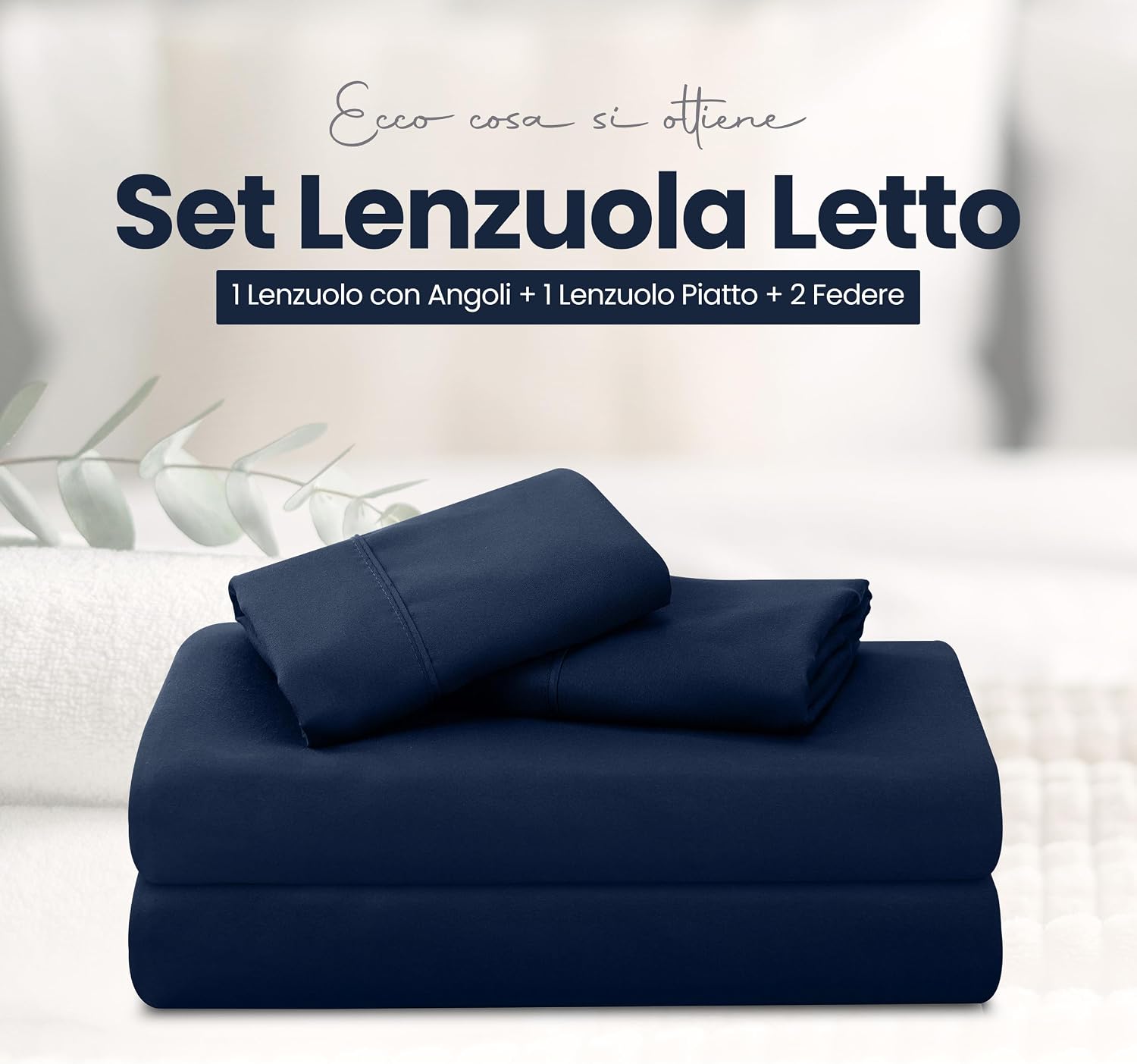 Detalle de Utopia Bedding Set lenzuola matrimoniali 150x200 cm blu navy