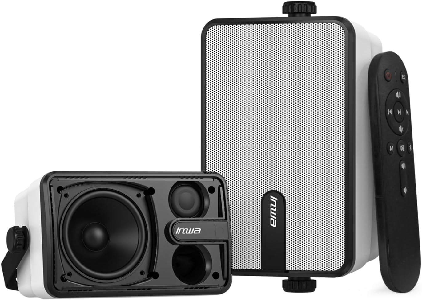 Detalle de Inwa 250W Bluetooth Outdoor Lautsprecher (Modell MZ632) – 2er-Set, IPX5, Synchronisierung bis 100 Lautsprecher